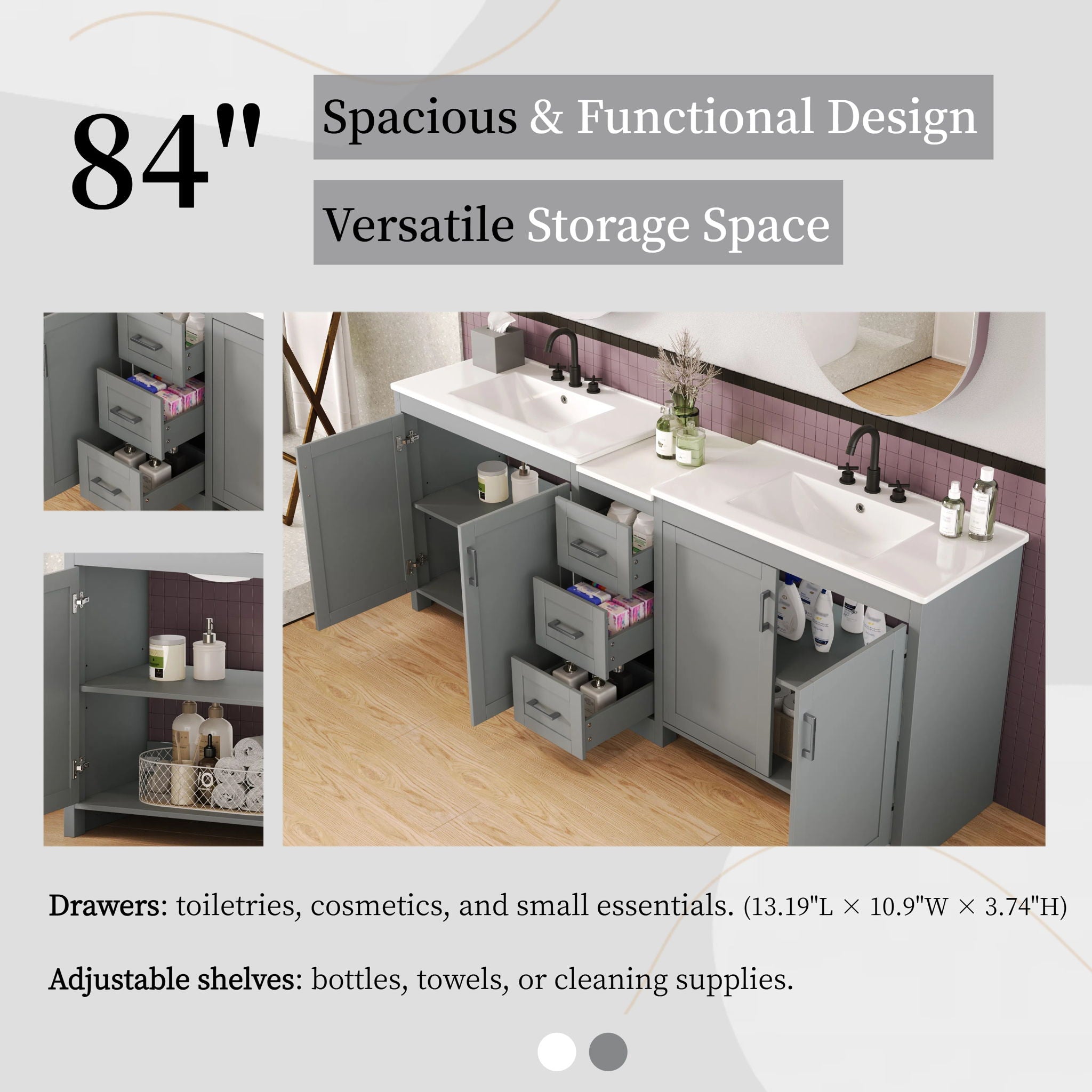 Double Sink Bathroom Vanity With Quartz Countertop