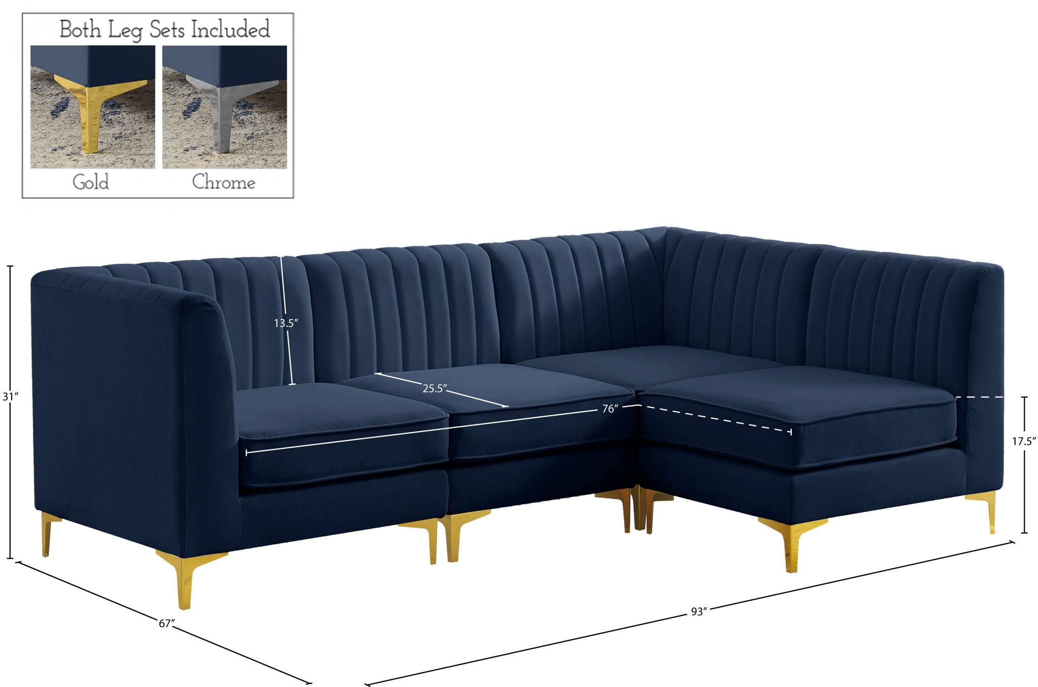 Alina - 4 Piece Modular L-Shaped Sectional