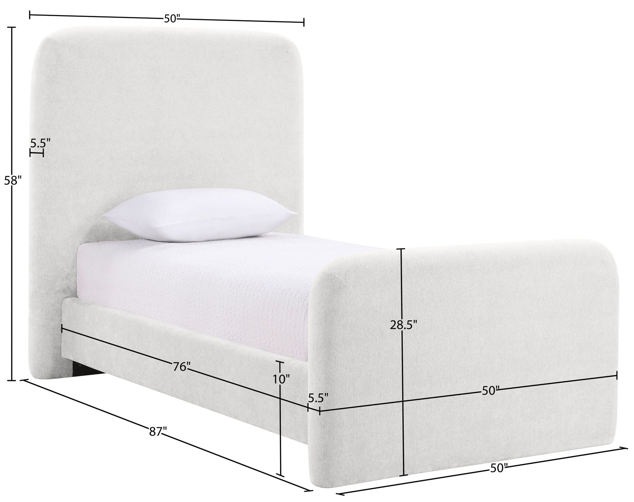 Fira - Chenille Fabric Upholstered Bed