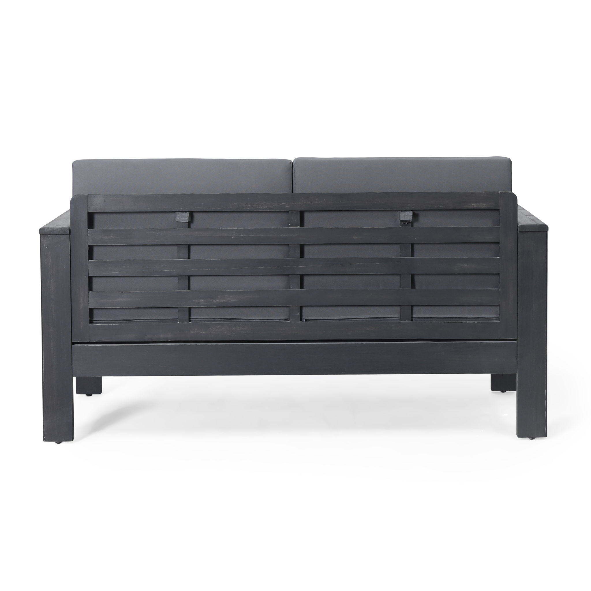 Acacia Wood Loveseat And Coffee Table Set With Cushions