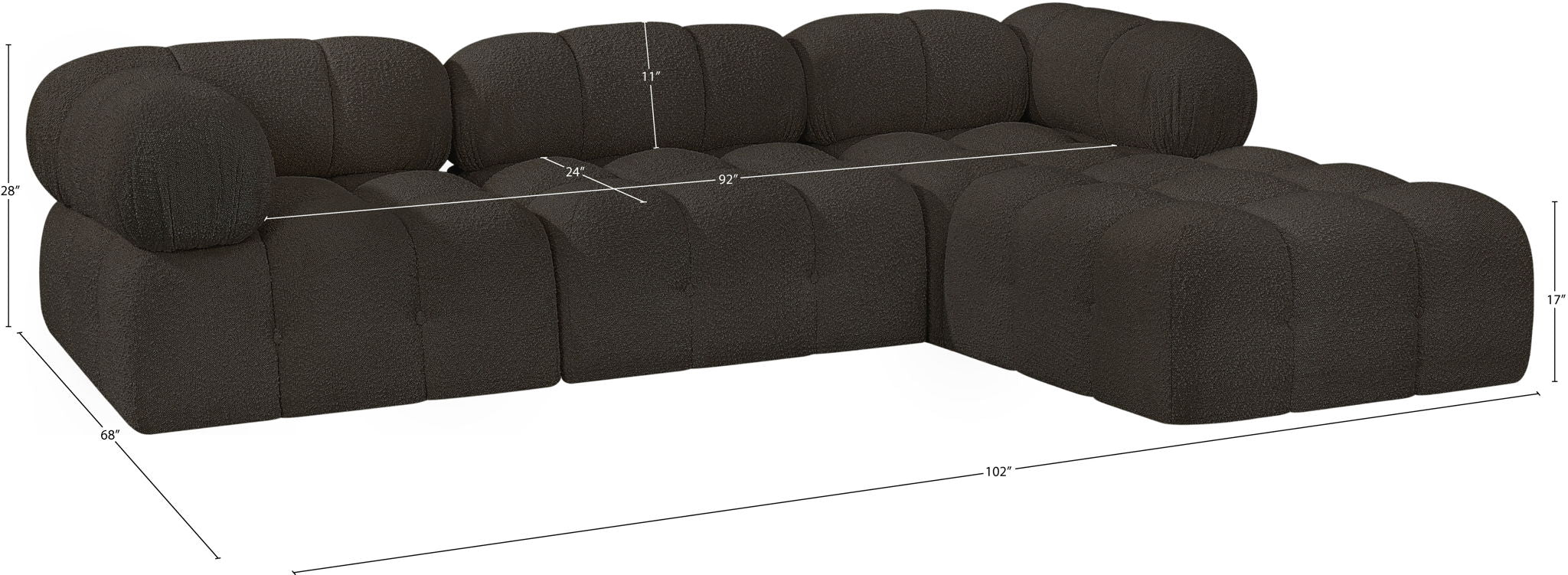 Ames - 4 Piece Fabric Modular Sectional