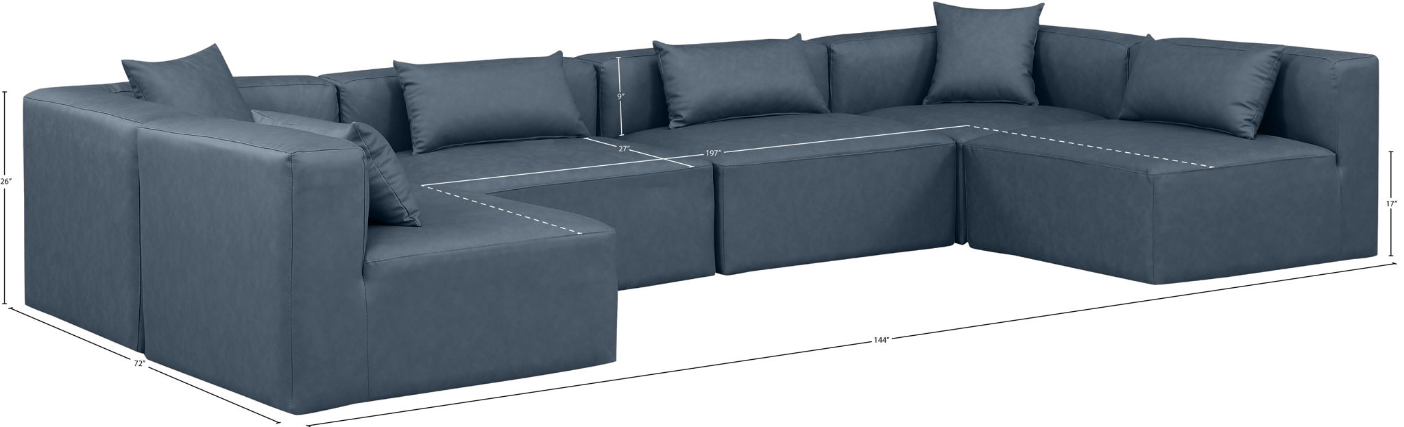 Cube - 6 Piece Modular Armless Sectional