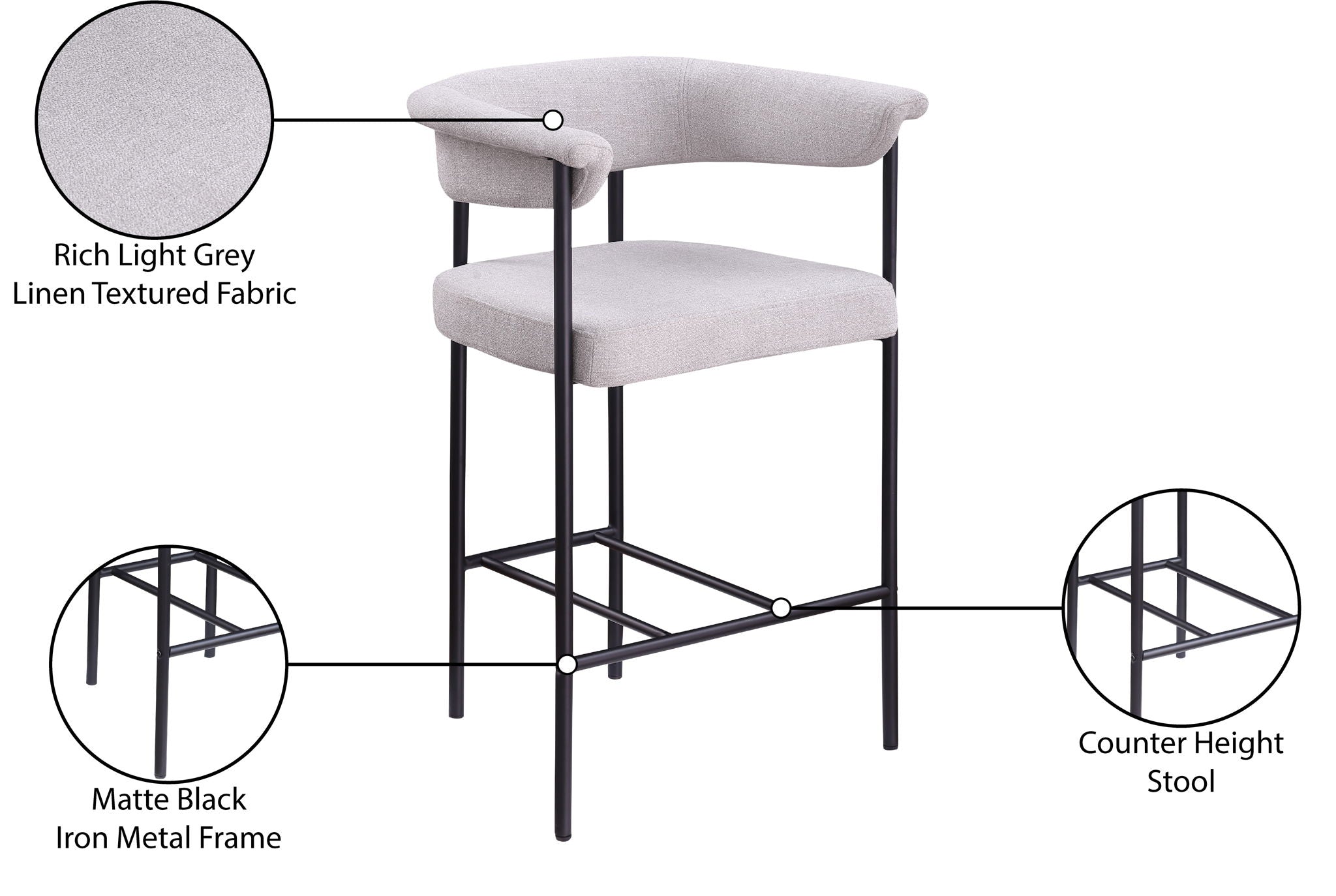 Malin - Linen Counter Stool (Set of 2)