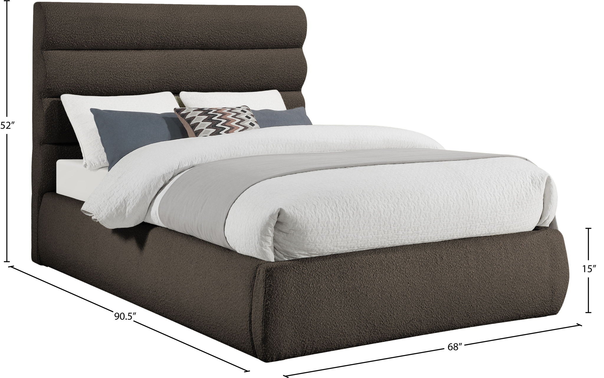Adam - Boucle Fabric Bed With 52" Headboard
