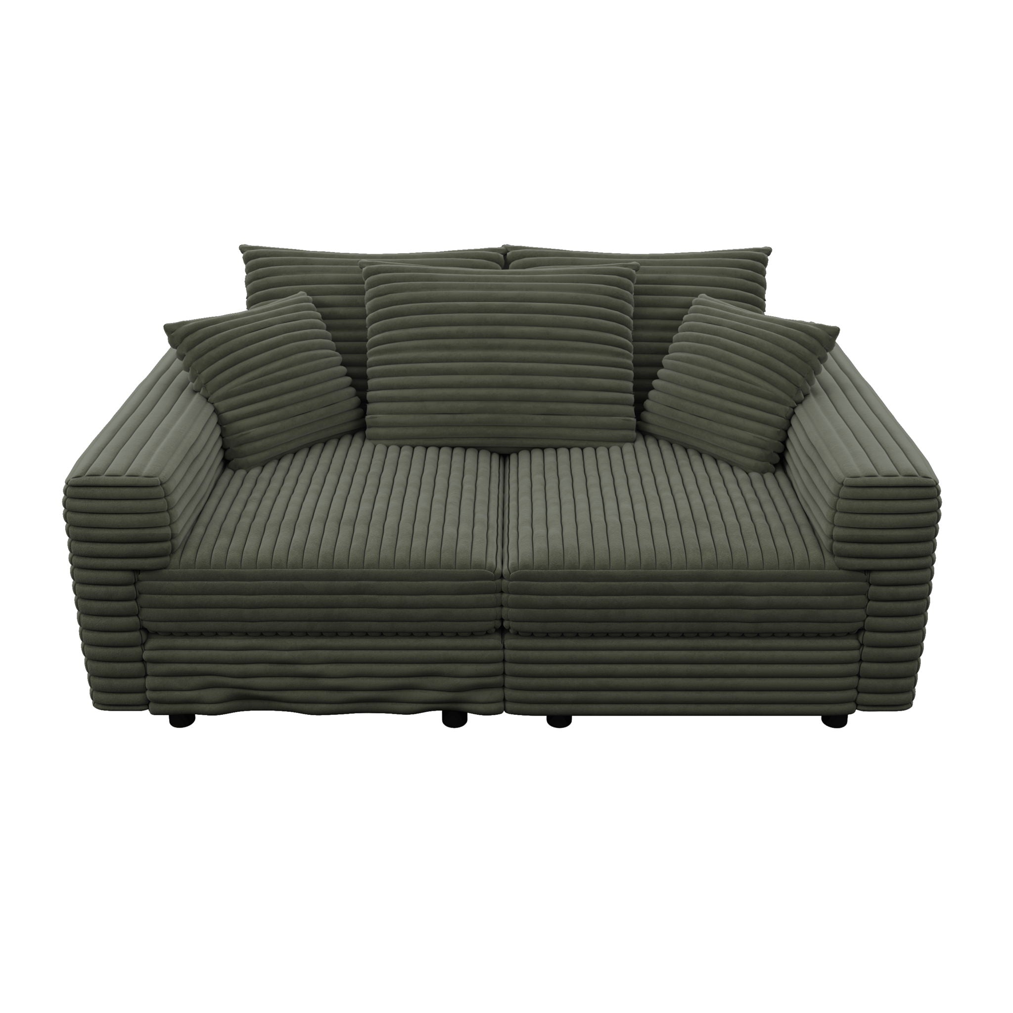 Convertible Deep Seat Sofa With Soft Pillows And Ottomans
