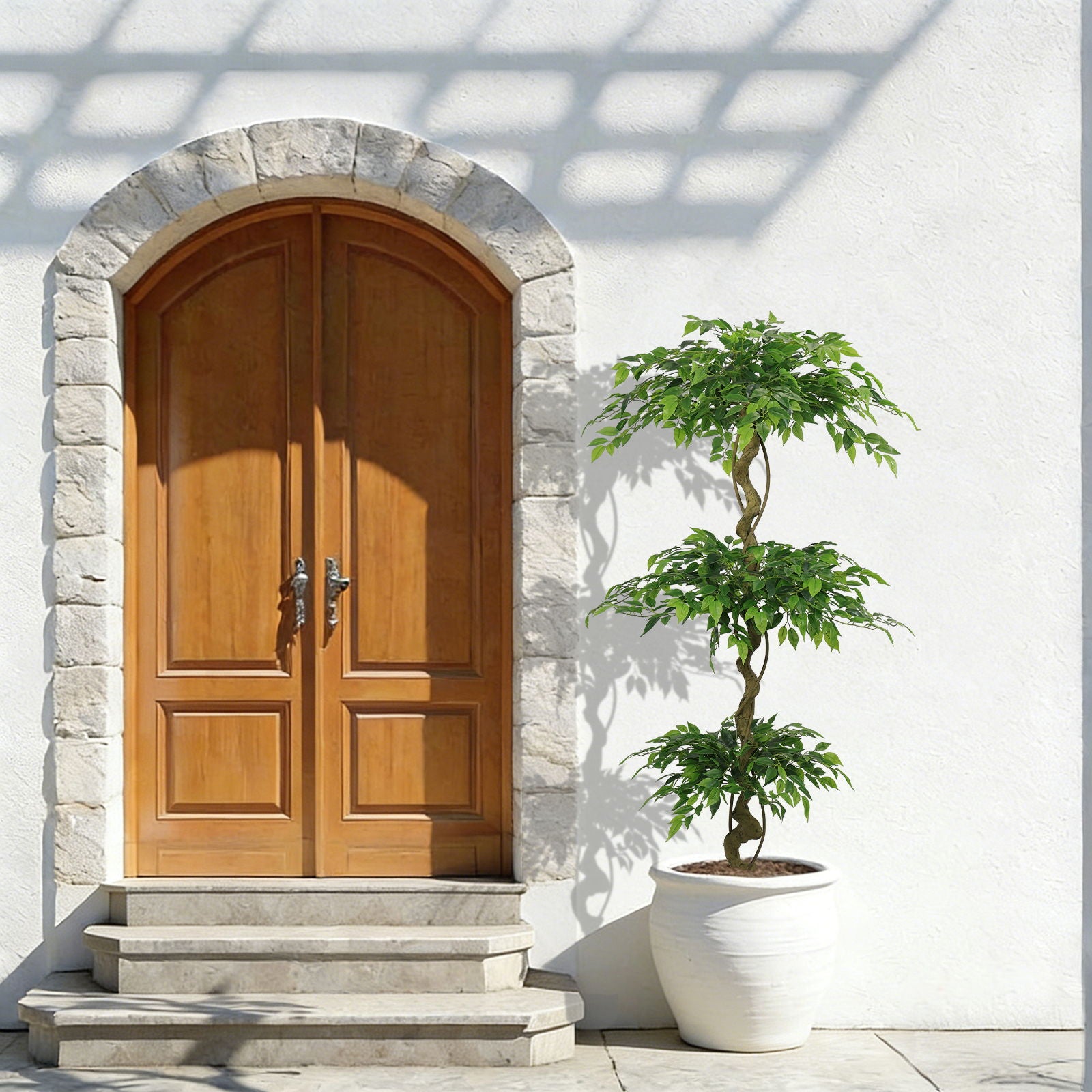 Artificial Ficus Tree With Pot For Home Decor Indoor Plant - Green