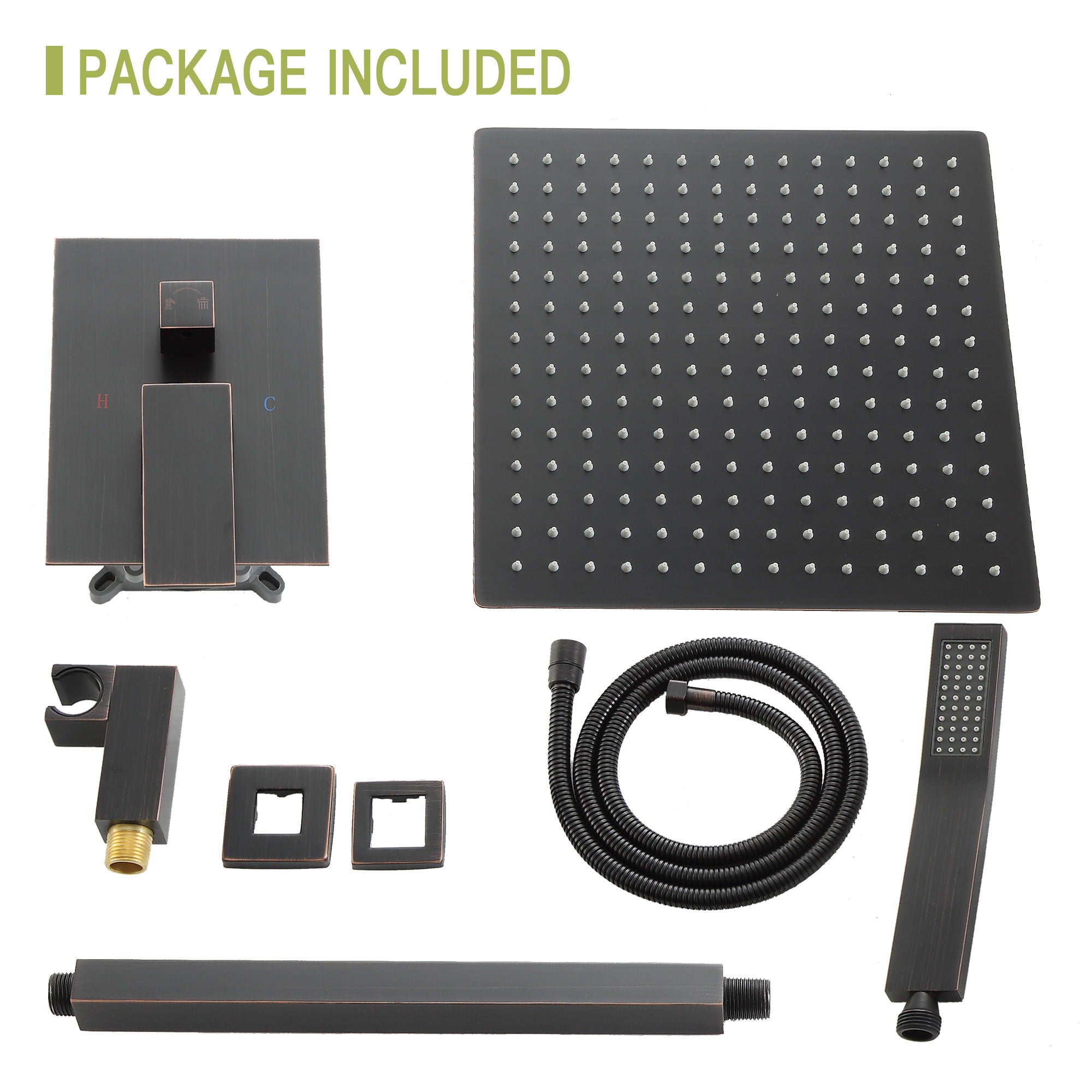 Dual Shower Head 16" Ceiling Mount Square Shower System With Rough In Valve