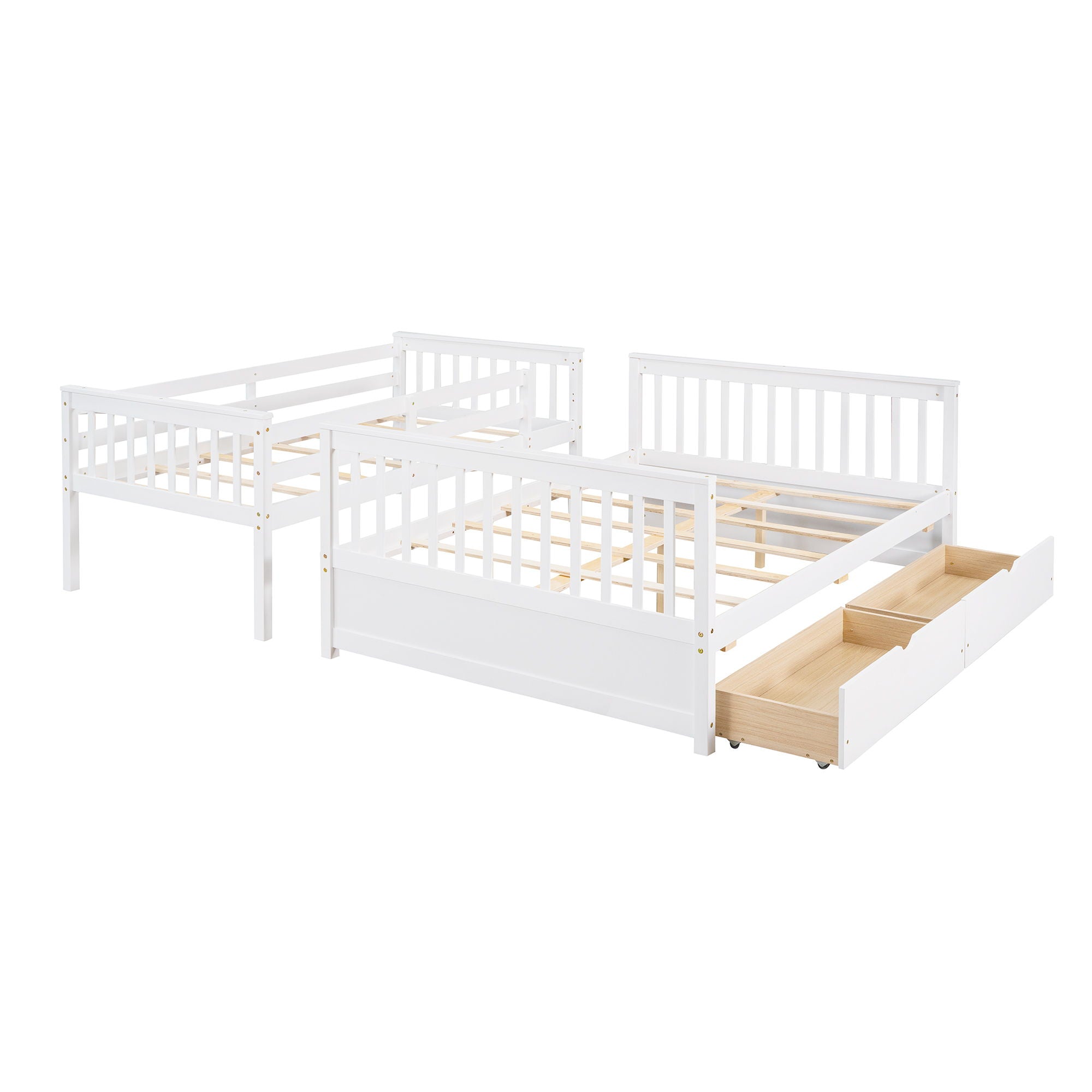 Bunk Bed With Ladders And 2 Storage Drawers
