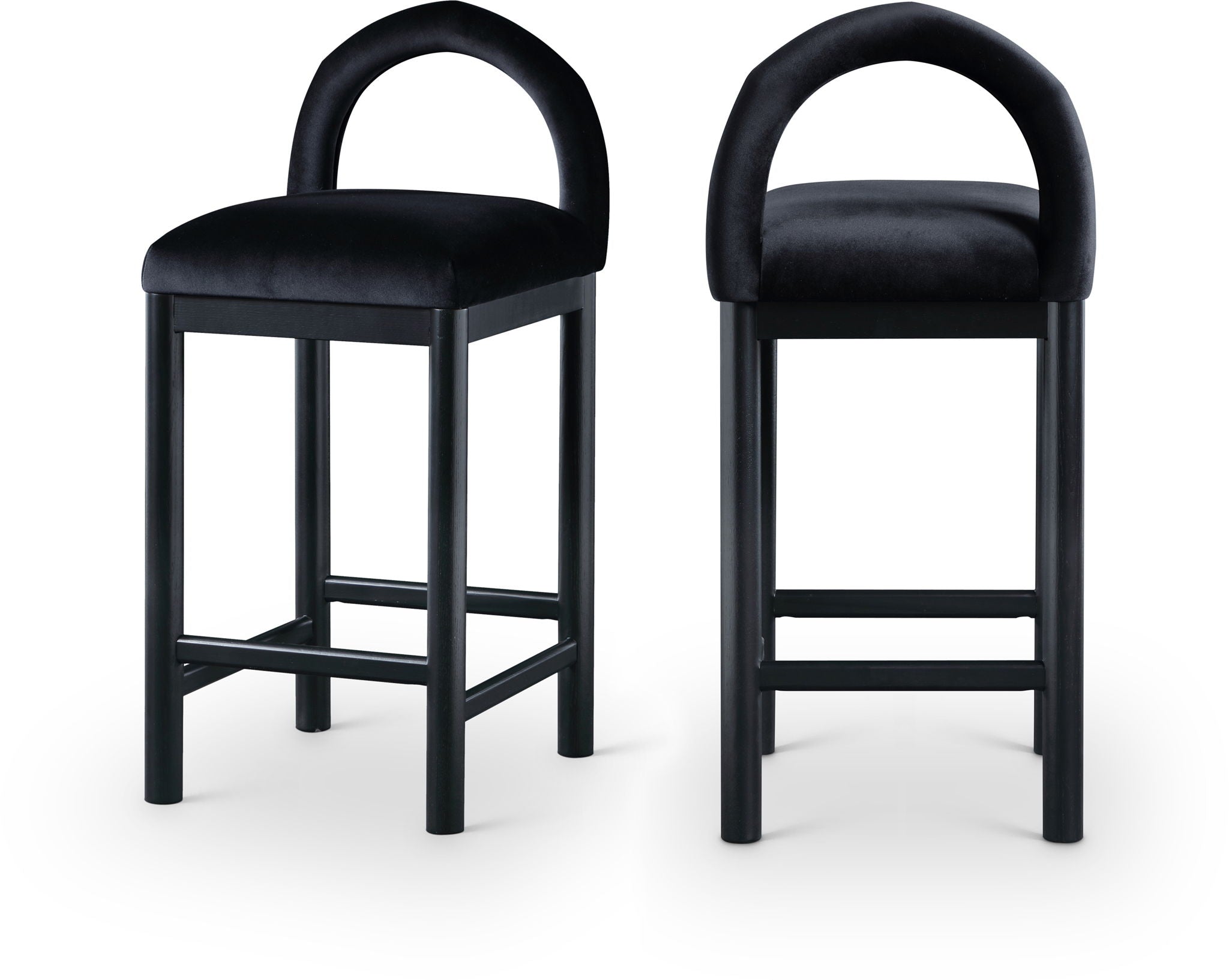 Conrad - Velvet Counter Stool With Black Legs