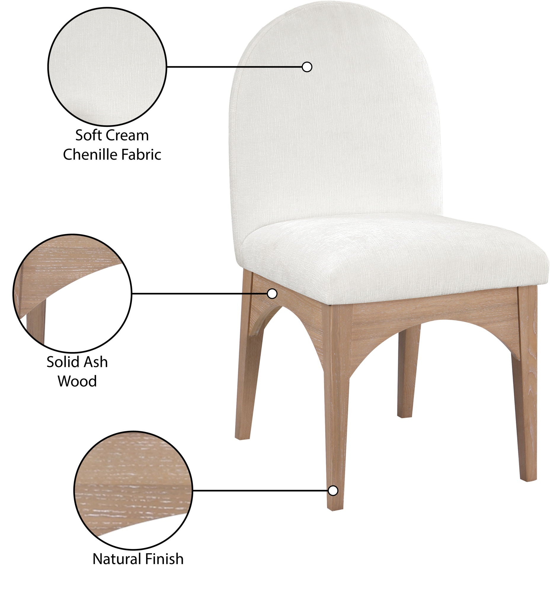 Waldorf - Chenille Dining Side Chair With Natural Legs