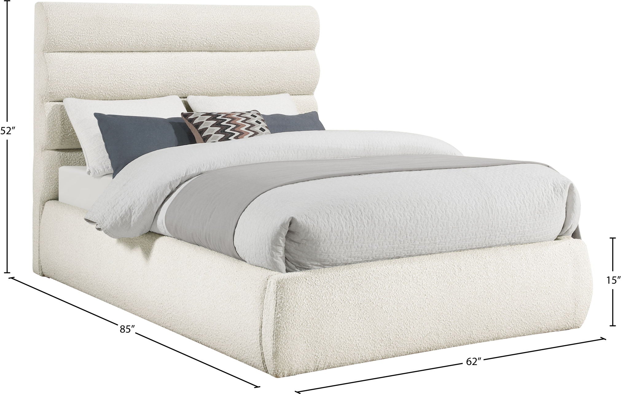Adam - Boucle Fabric Bed With 52" Headboard