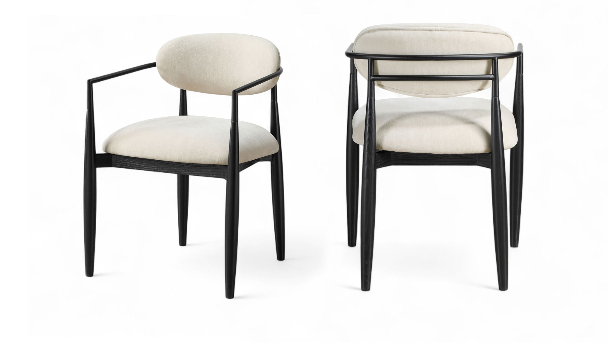 Riccio - Fabric Dining Arm Chair (Set of 2) - Black Frame