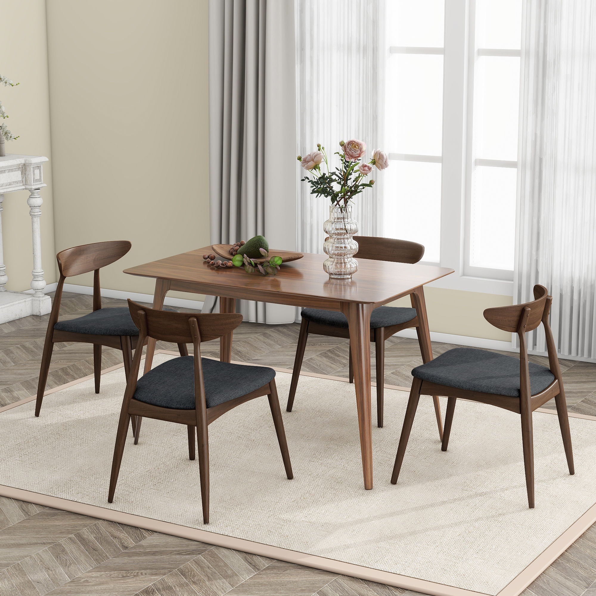 Retro Dining Chairs With Ergonomic Back (Set of 2)