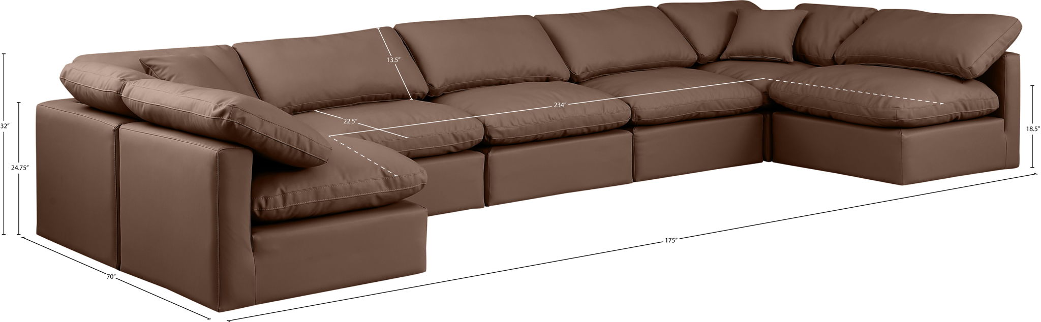 Indulge - Faux Leather 7 Piece Modular U-Shaped Sectional