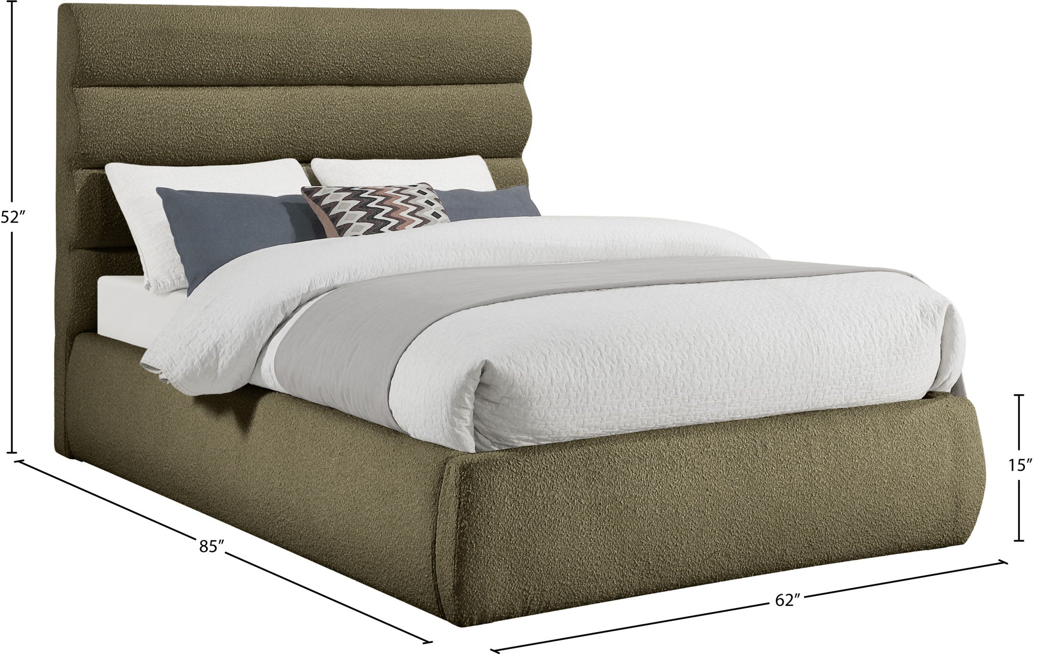 Adam - Boucle Fabric Bed With 52" Headboard