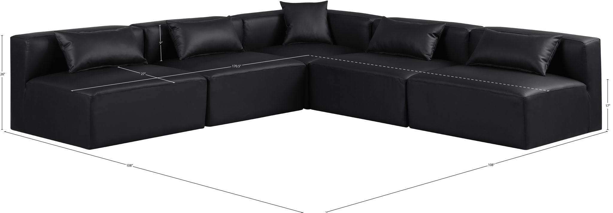 Cube - 5 Piece Modular Corner Armless Sectional