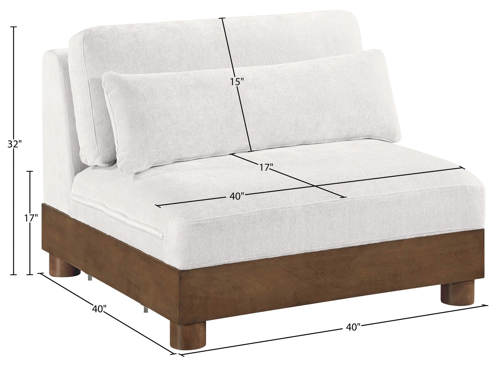 Turin - Chenille Fabric Upholstered Modular Armless Chair