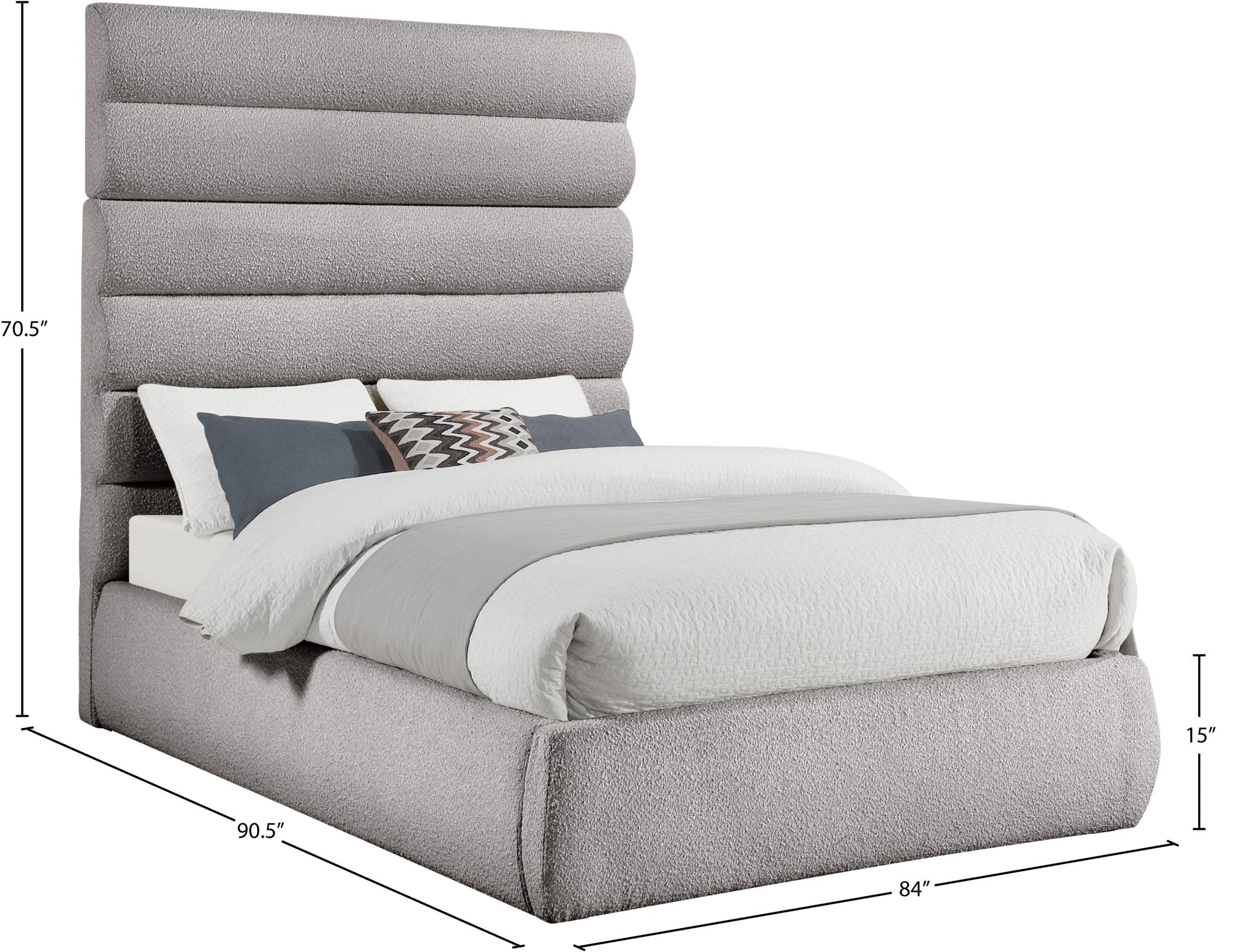 Adam - Boucle Fabric Bed With 70.5" Headboard