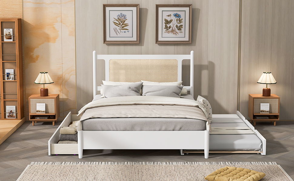 Platform Bed With 2 Big Drawers & Trundle