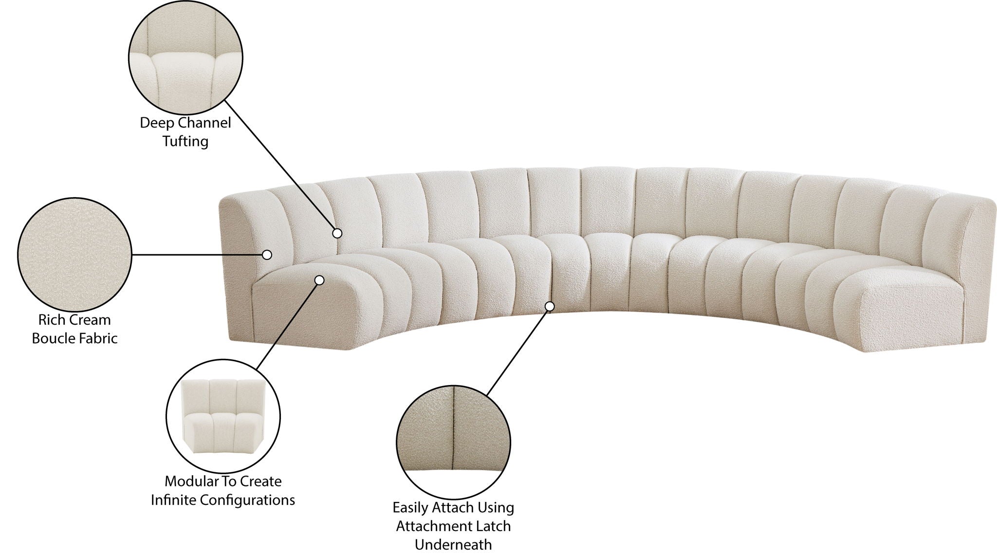 Infinity - 5 Piece Boucle Modular Sectional