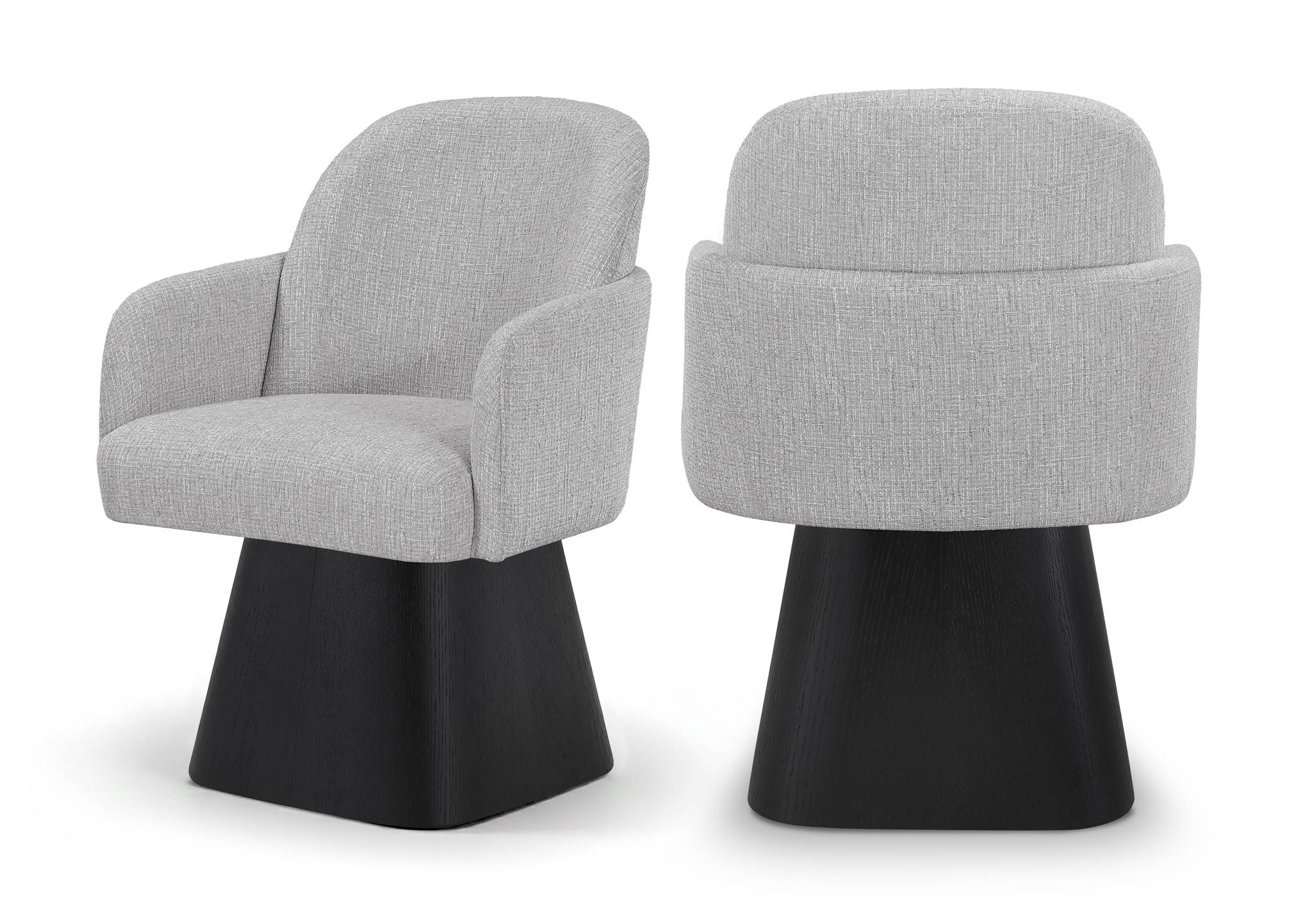 Marlowe - Linen Textured Fabric Upholstered Swivel Dining Arm Chair - Stained Black