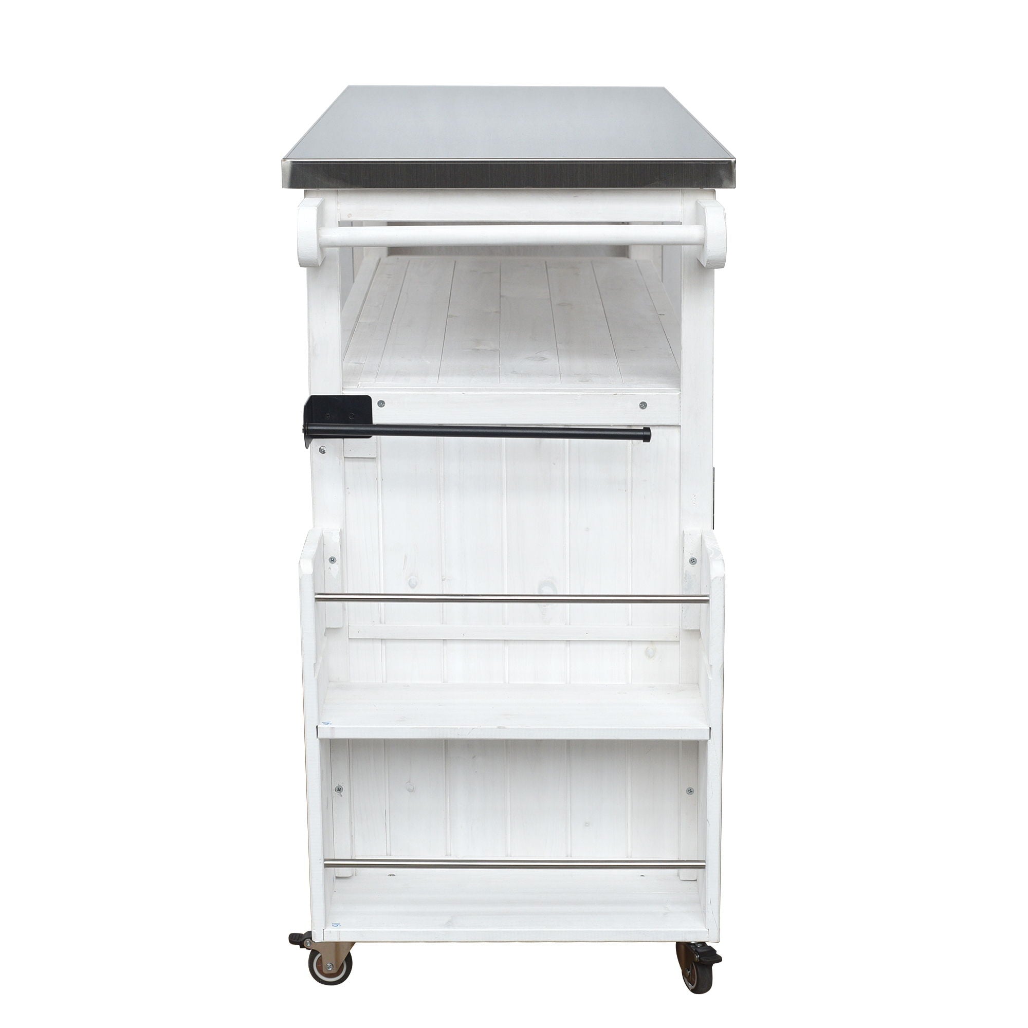 Foldable Outdoor Kitchen Island With Lockable Wheels, Storage Cabinet And Towel Rack For Patio