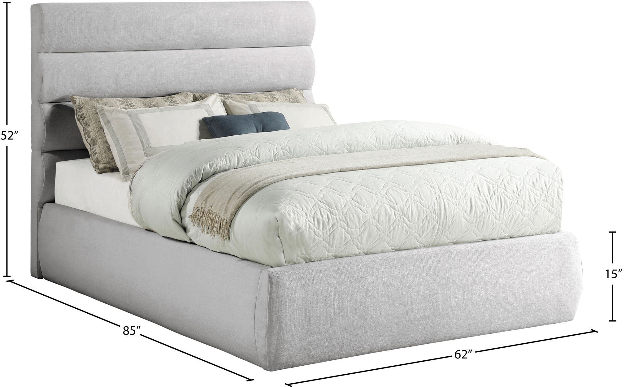 Adam - Linen Fabric Bed With 52" Headboard