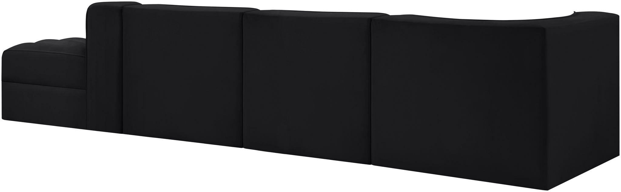 Rummi - Velvet Performance Fabric Upholstered 4 Piece Modular Sectional With Reverse Corner Chair