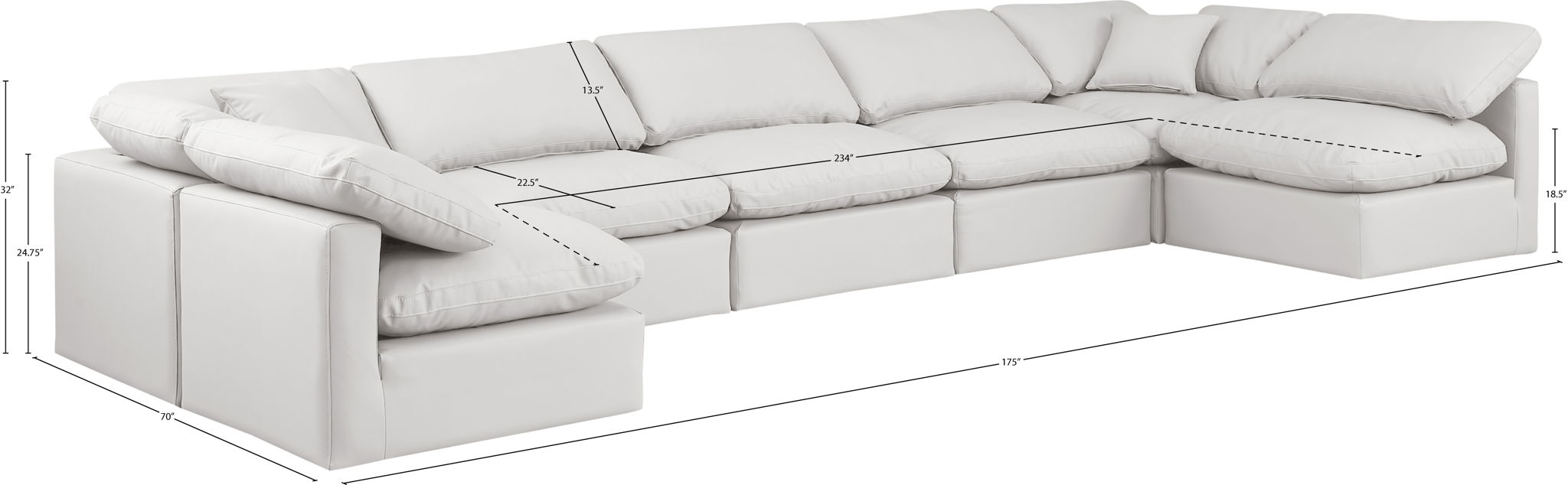 Indulge - Faux Leather 7 Piece Modular U-Shaped Sectional