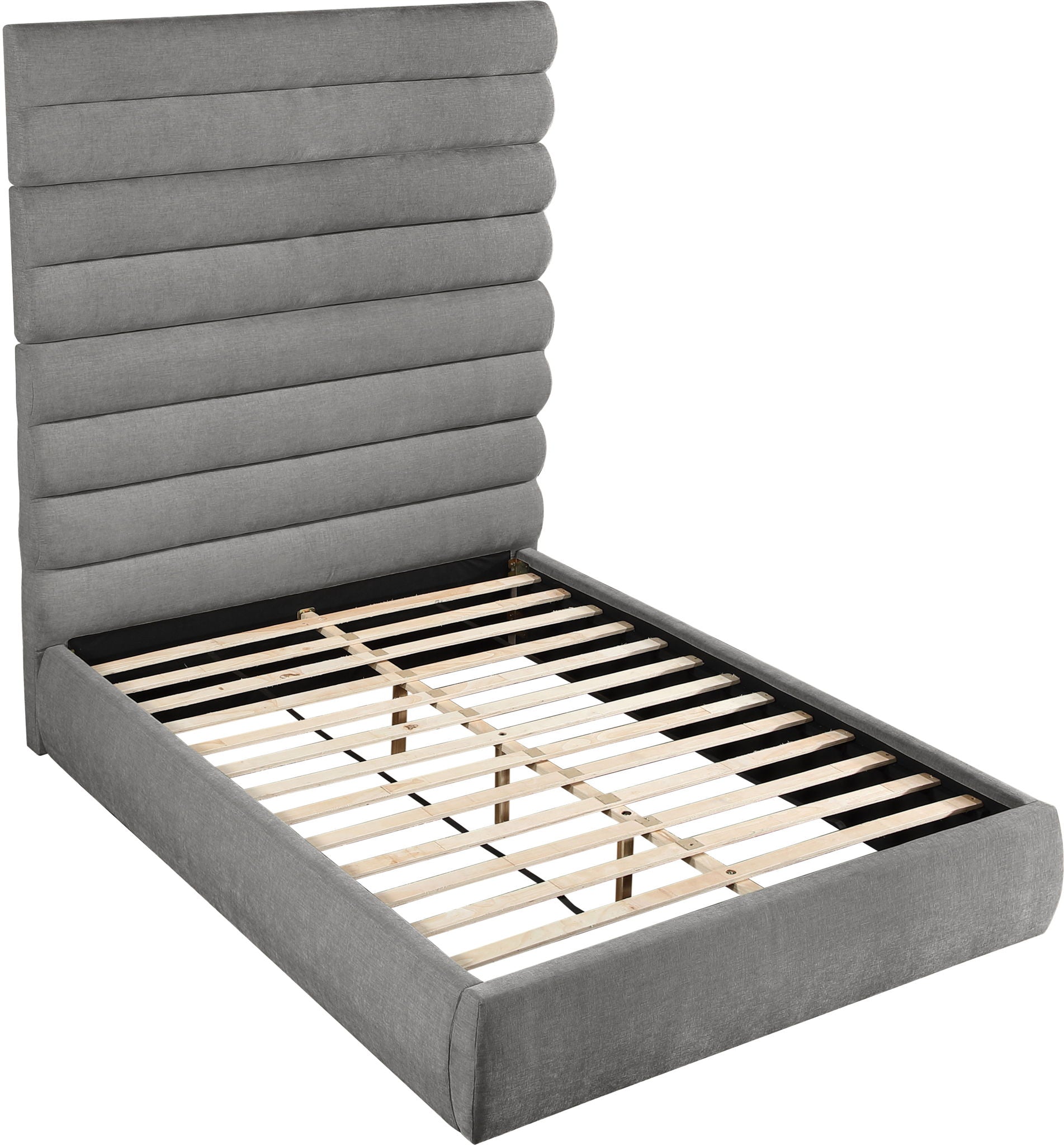 Adam - Chenille Fabric Bed With 89" Headboard