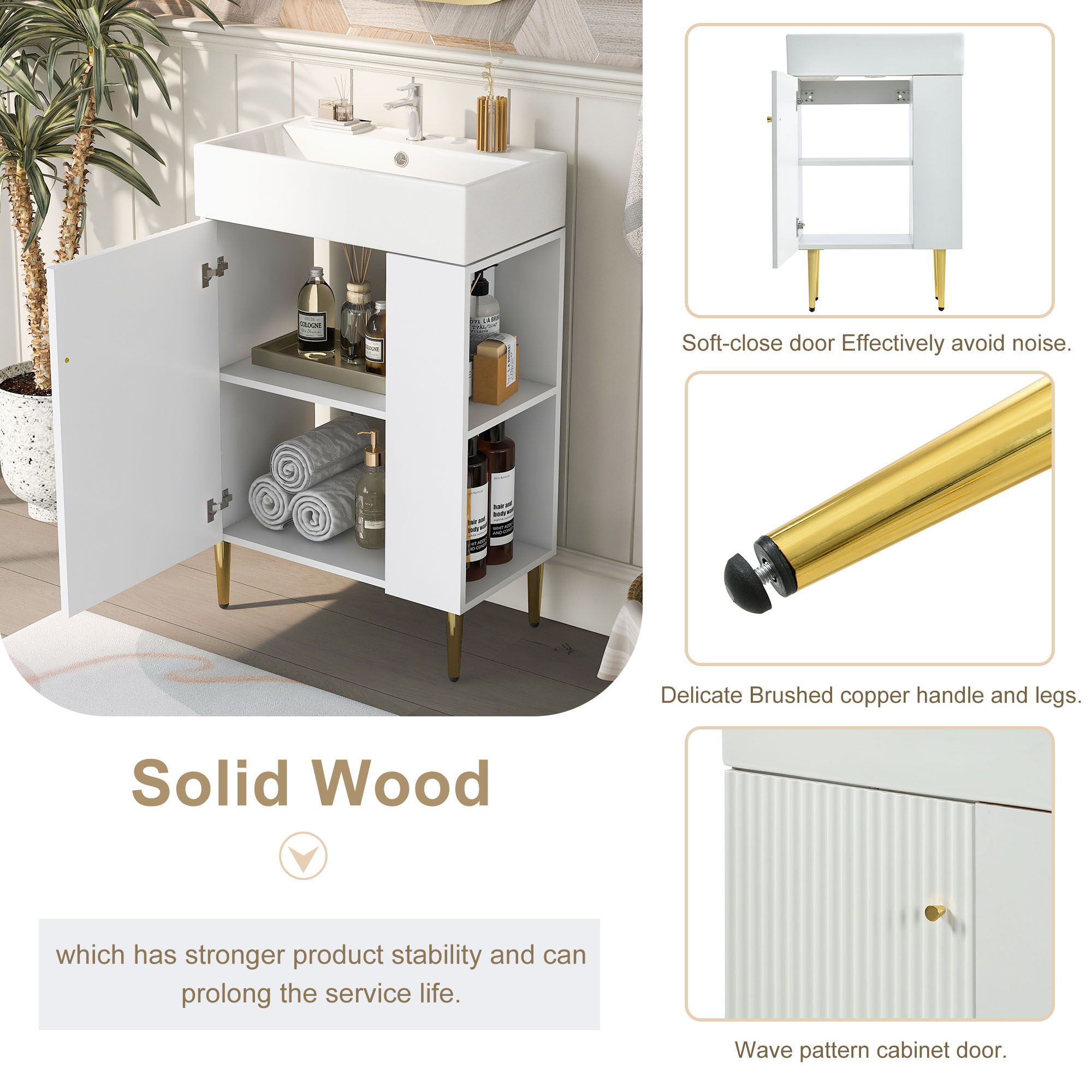Bathroom Vanity, Combo Cabinet, Bathroom Storage Cabinet, Single Ceramic Sink