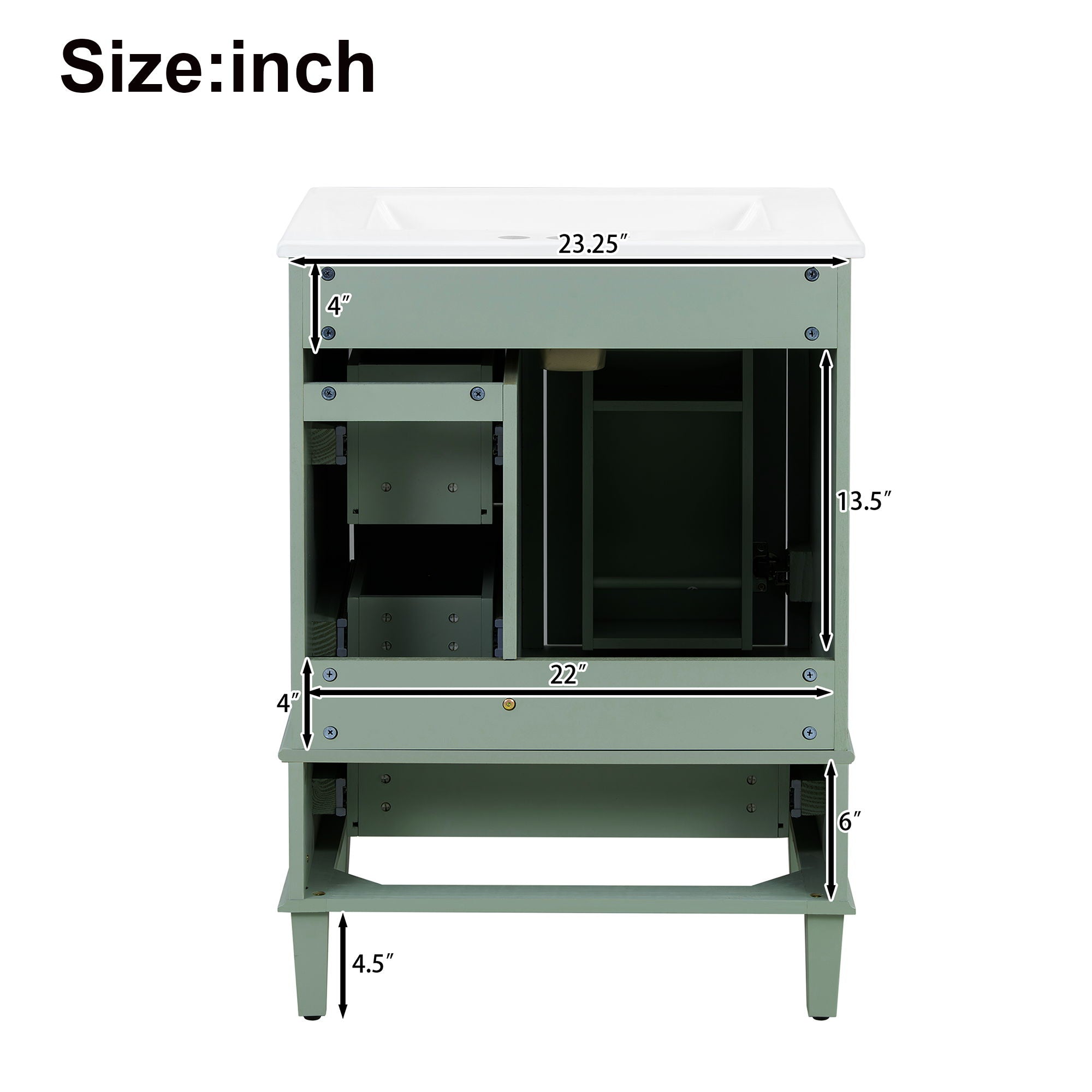 Bathroom Vanity With Integrated Basin, Soft Close Drawers, Door Mounted Double Layer Shelf