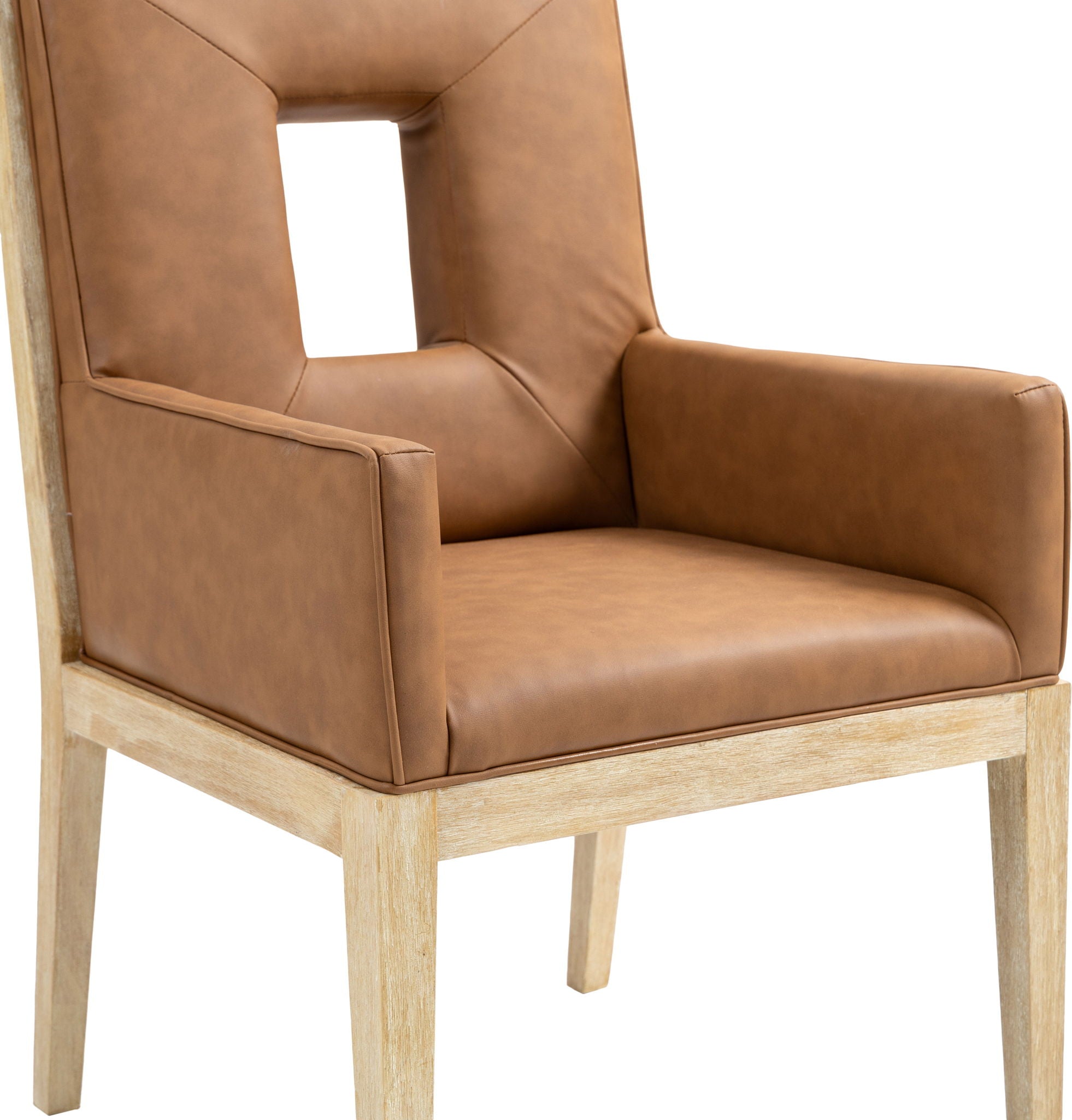 Gwendolyn - Faux Leather Dining Arm Chair With Natural Frame