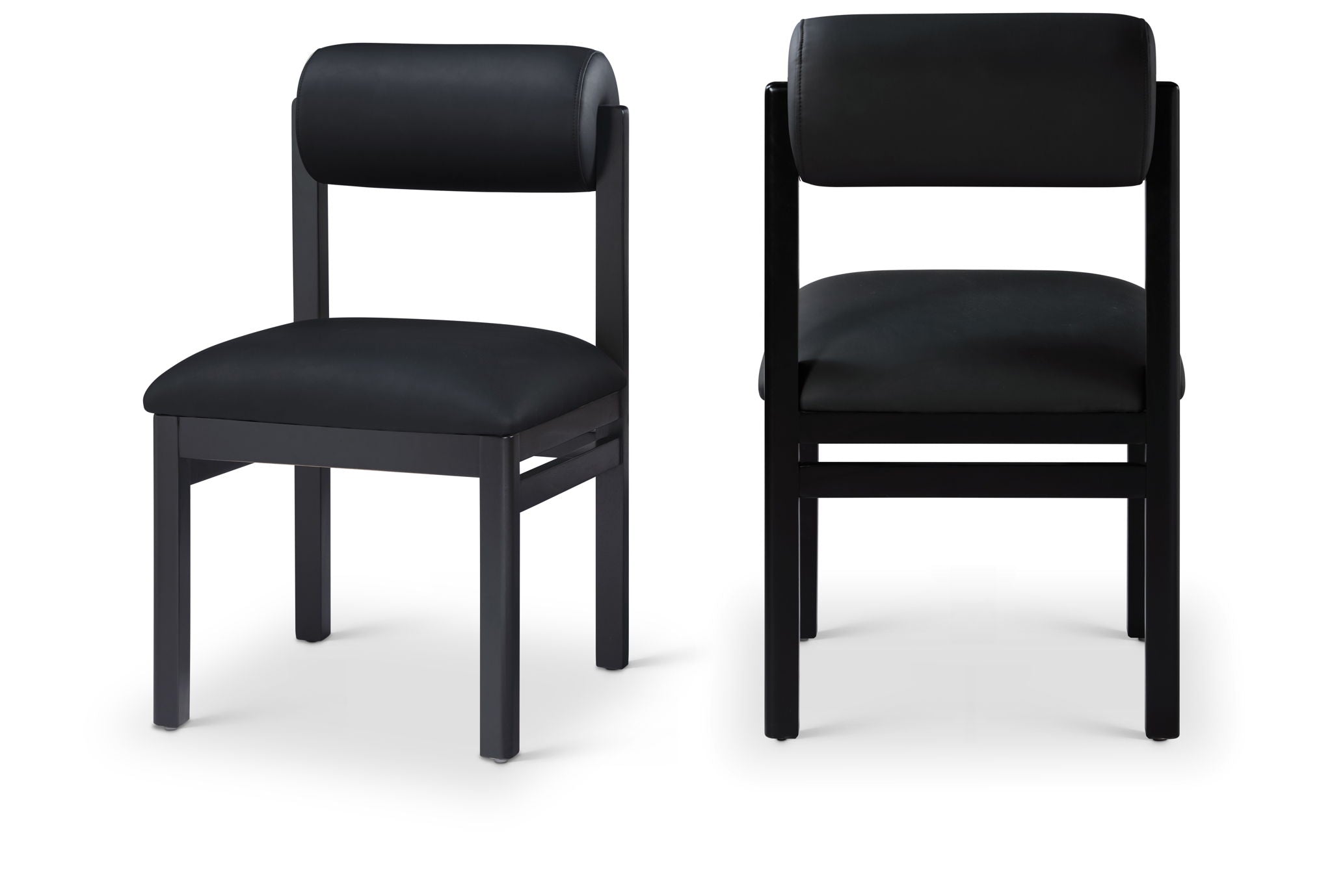 Roundhill - Faux Leather Dining Chair (Set of 2) - Black Frame