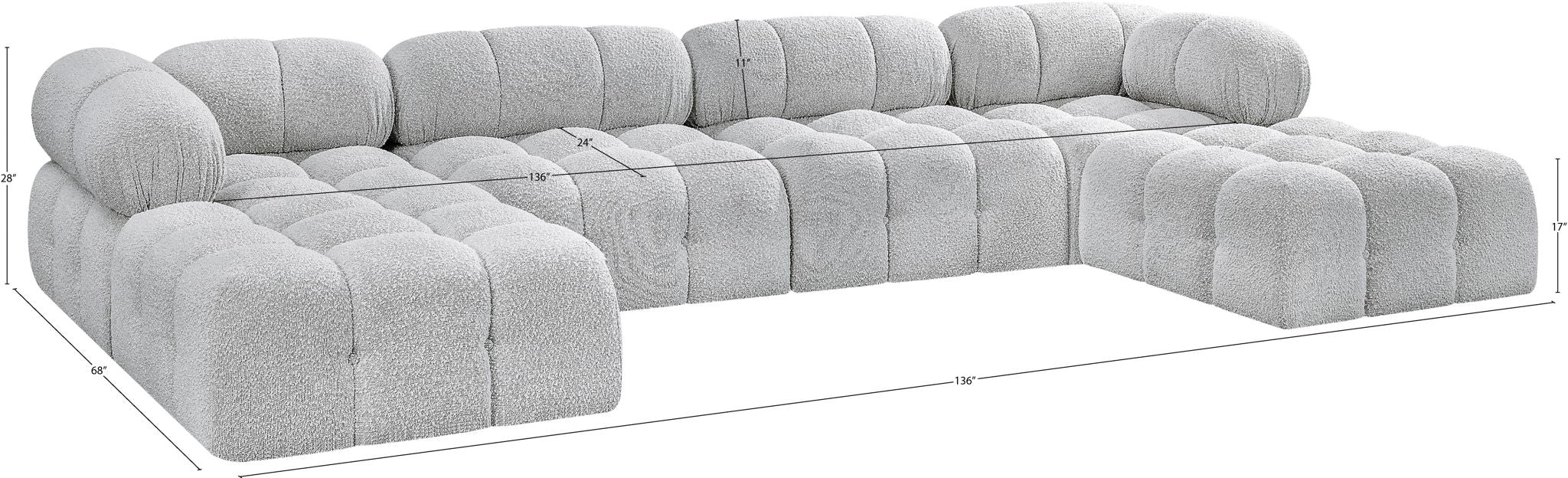 Ames - 6 Piece Fabric Modular U-Shaped Sectional
