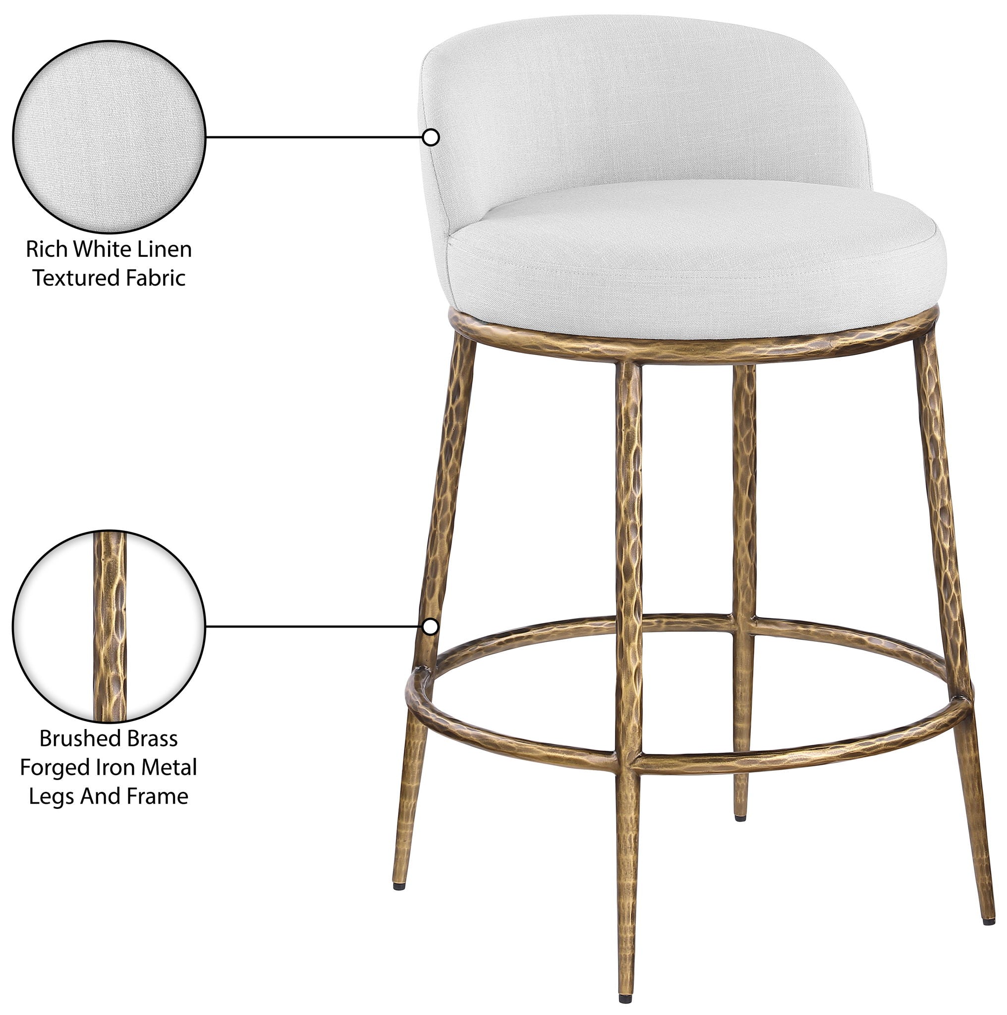 Ferro - Upholstered Counter Stool With Brushed Gold Base