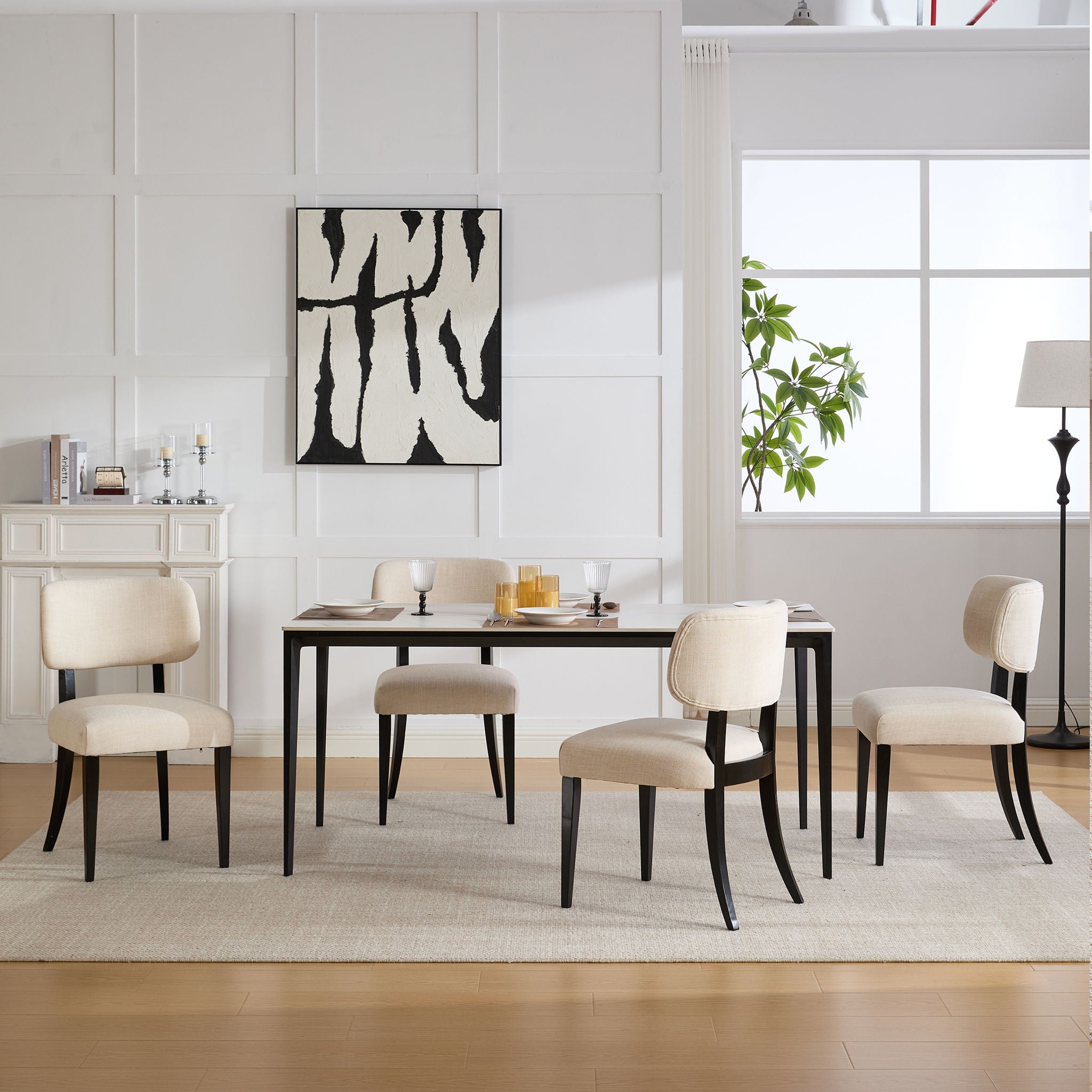 Kitchen Dining Chairs (Set of 2) - Cream