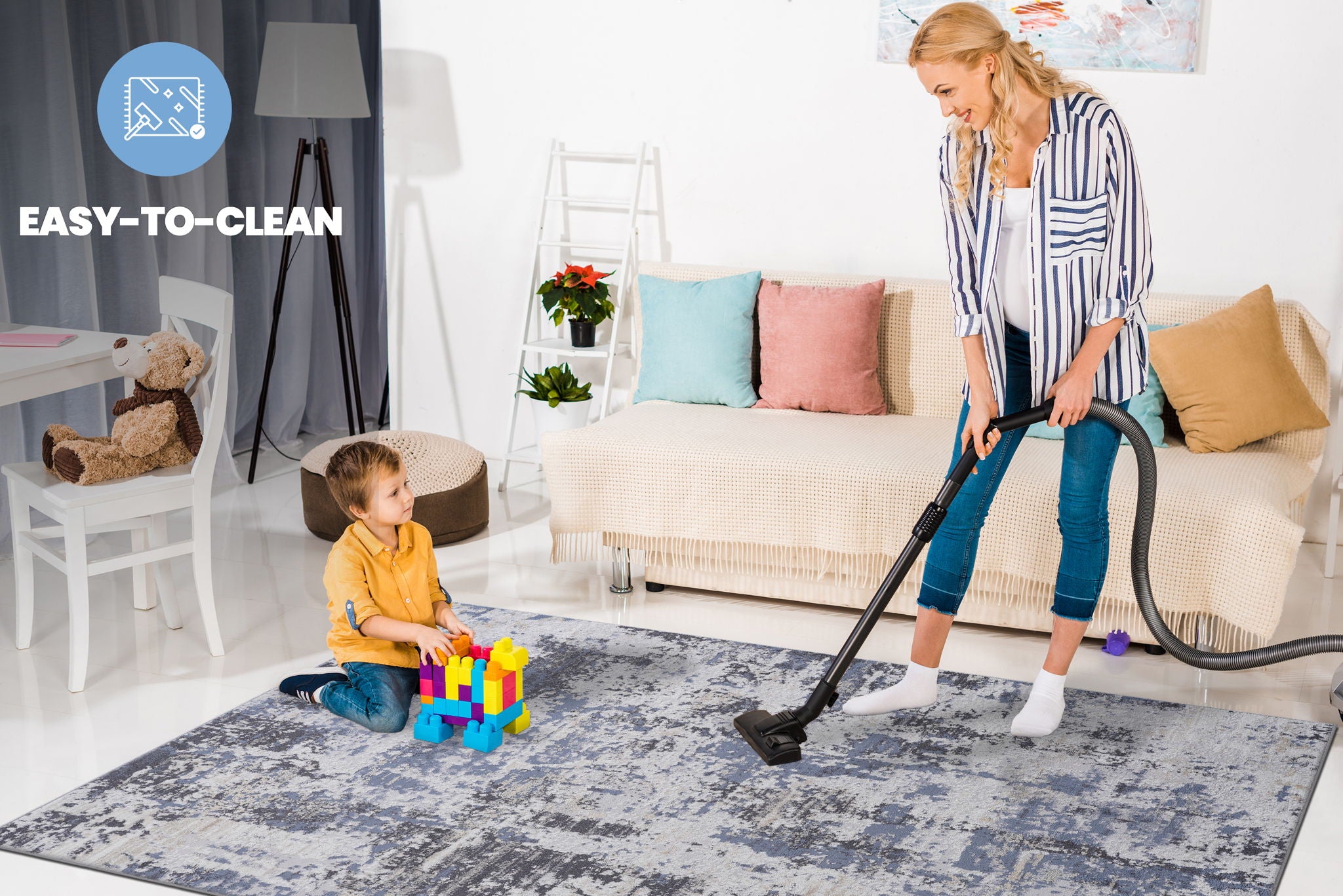 Payas - 8' X 10' Abstract Area Rug - Gray / Denim