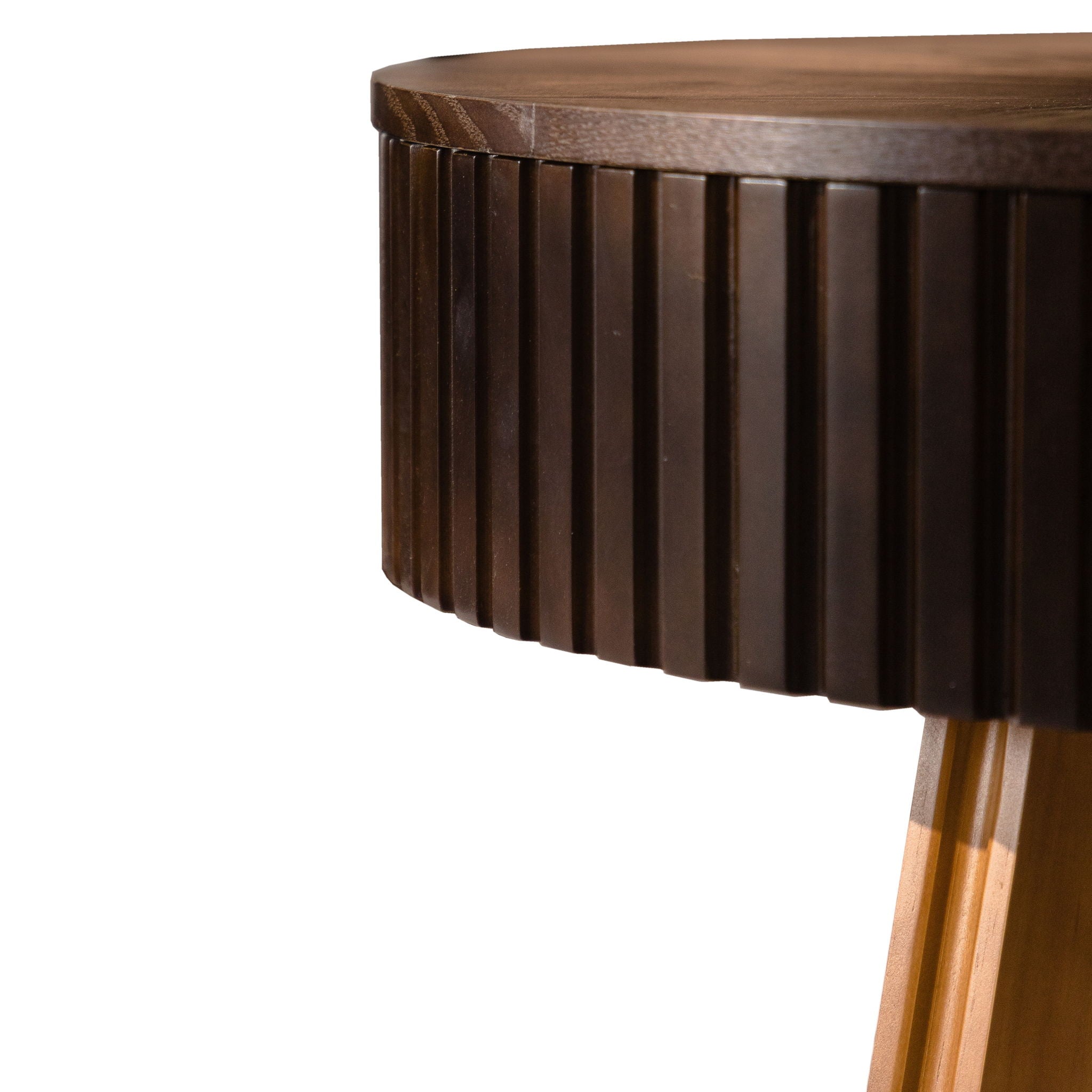 Round Retro Coffee With Solid Wood Legs
