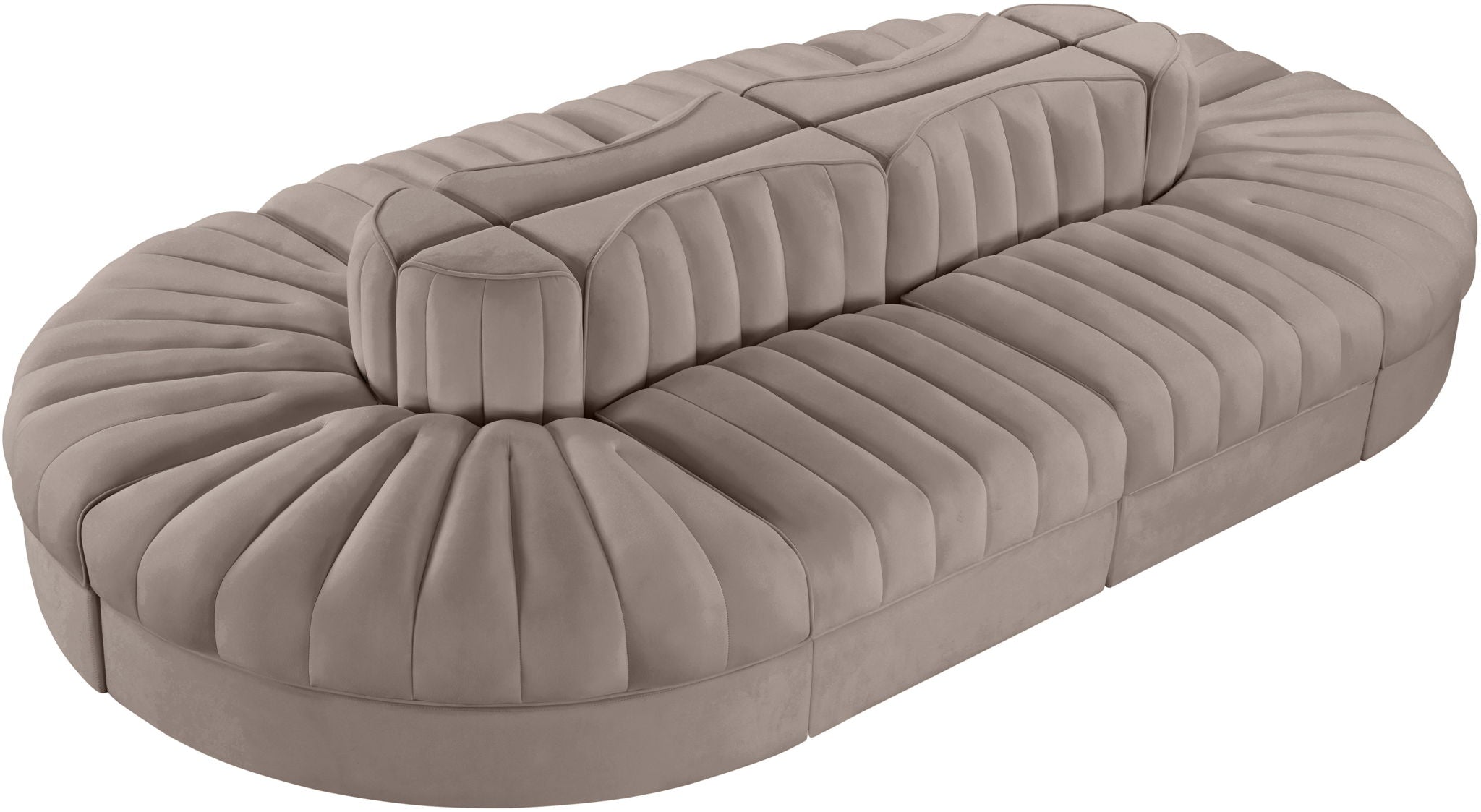 Rummi - Oval Velvet Performance Fabric Upholstered 8 Piece Modular Sectional