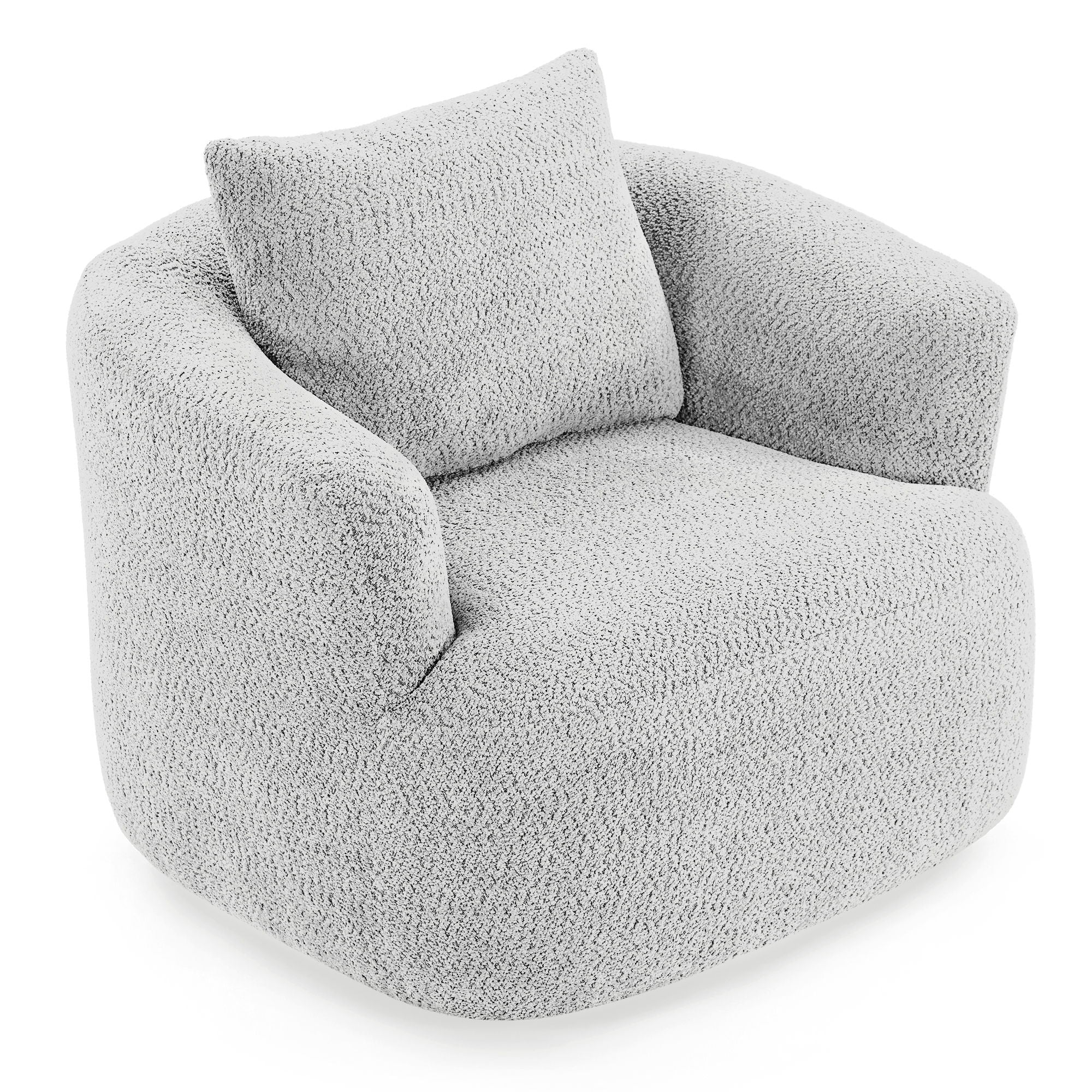 360° Swivel Barrel Sofa Chair With Throw Pillow, Upholstered Accent Chair