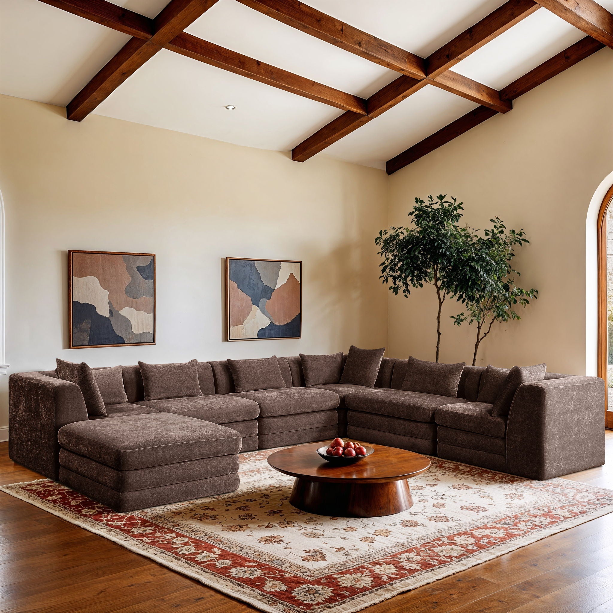 Stellar - 7 Piece Chenille Fabric Upholstered Modular Sectional