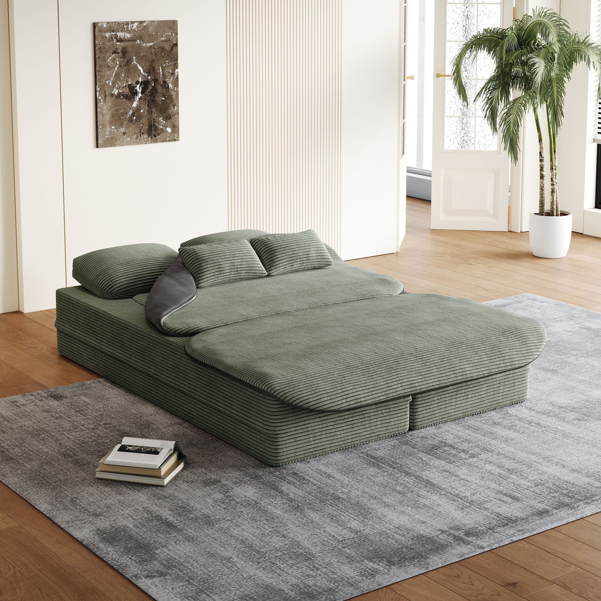 2 In 1 Foldable Sofa Bed With Multi Functional Blanket