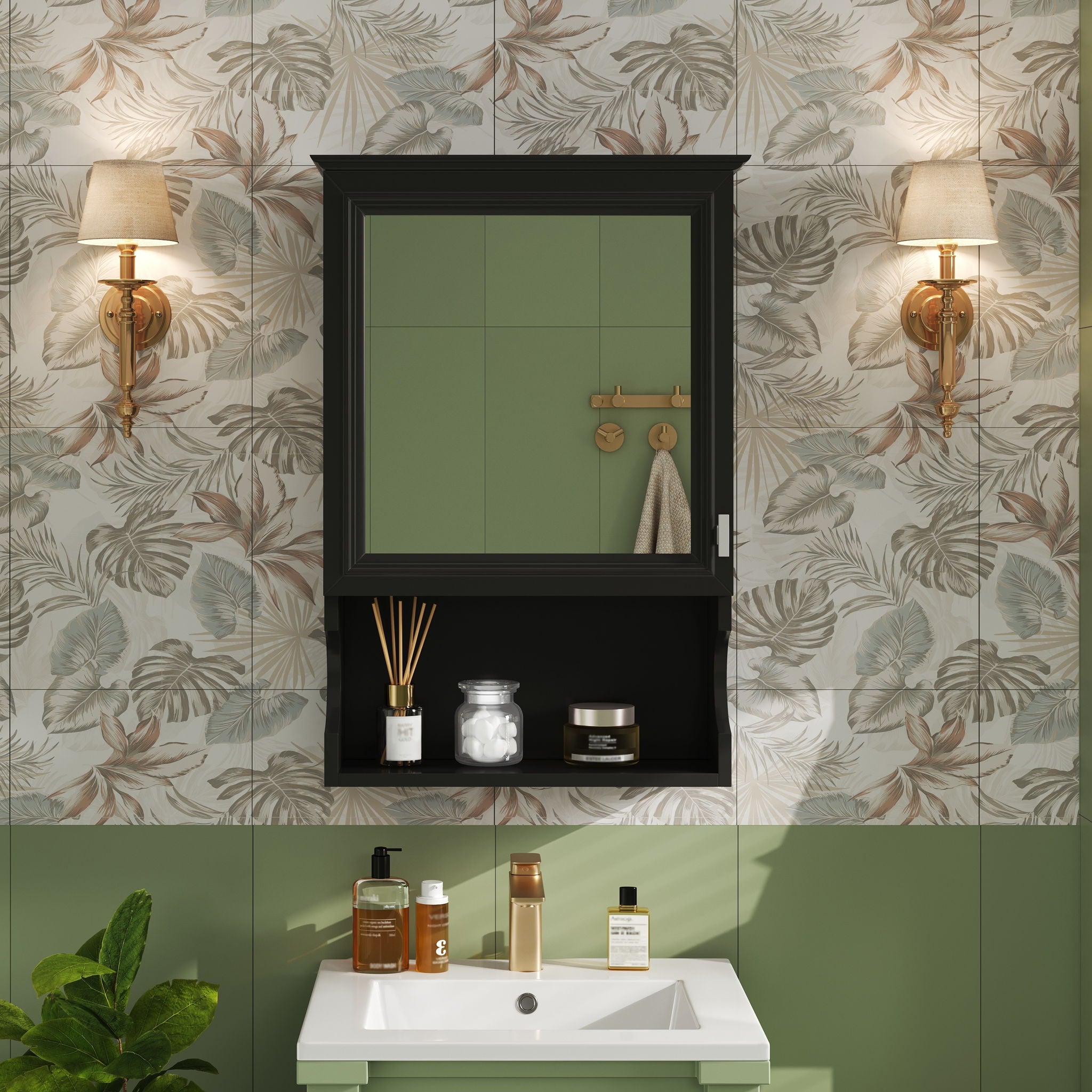 Wall Mounted Bathroom Storage Cabinet With Mirror, Soft Closing Hinges