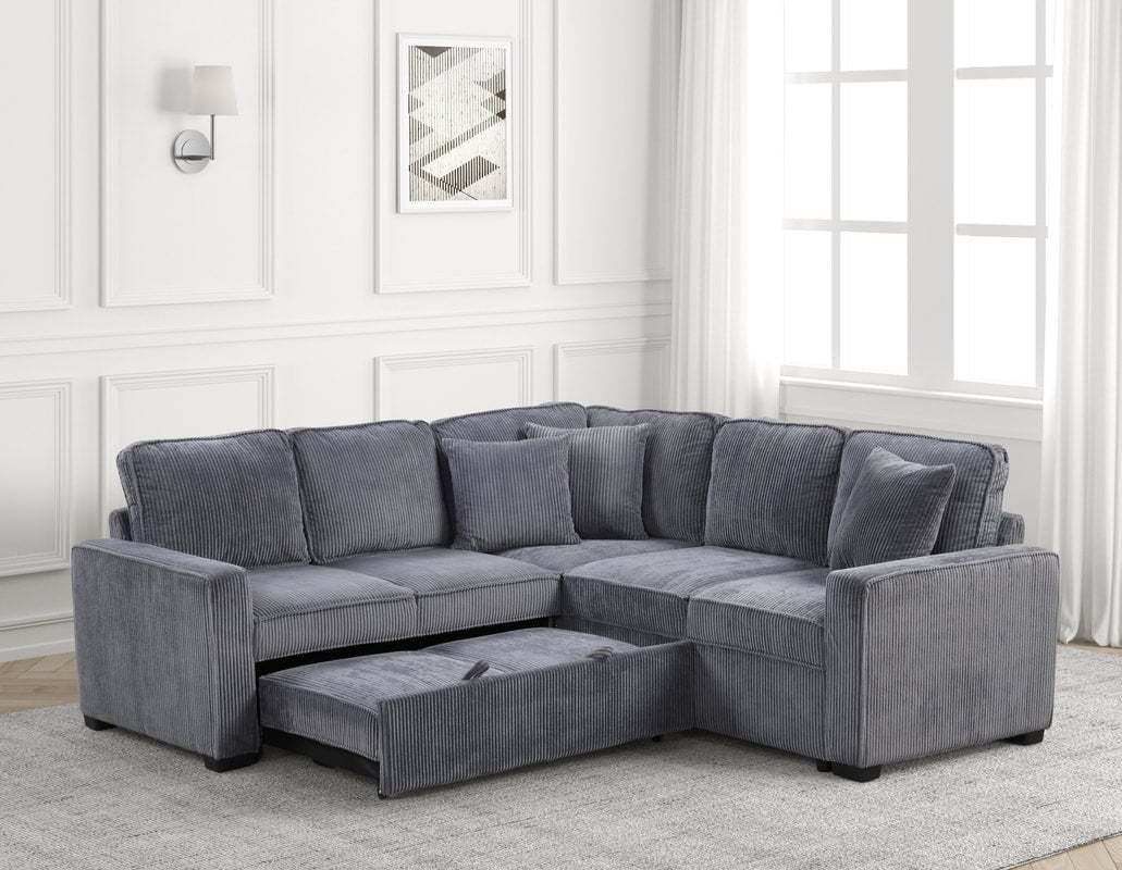 Ariel Sectional Pullout bed dub Charging ports – Includes Free TV or Area Rug