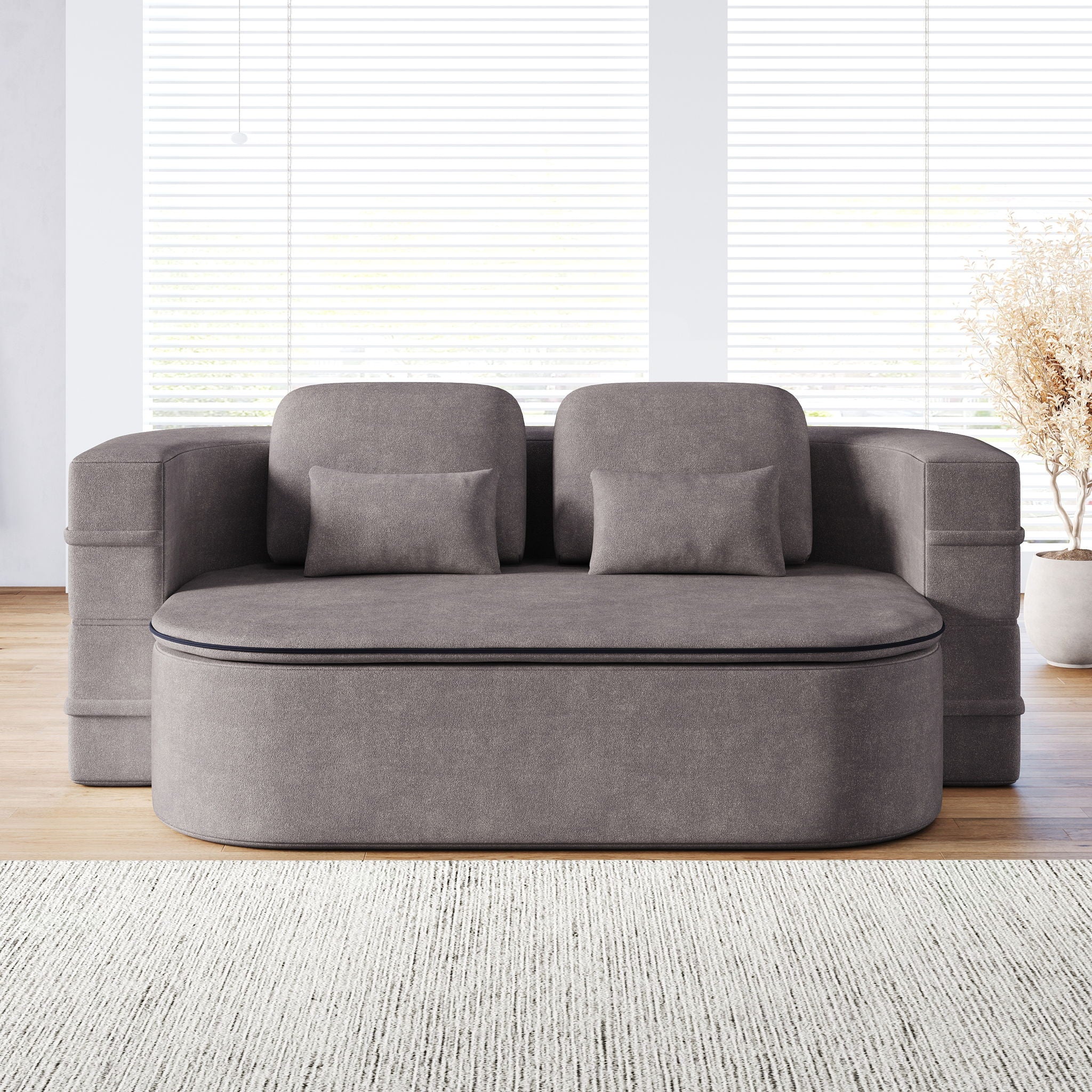 2 In 1 Foldable Sofa Bed With Multi Functional Blanket, Floor Lounge Sofa