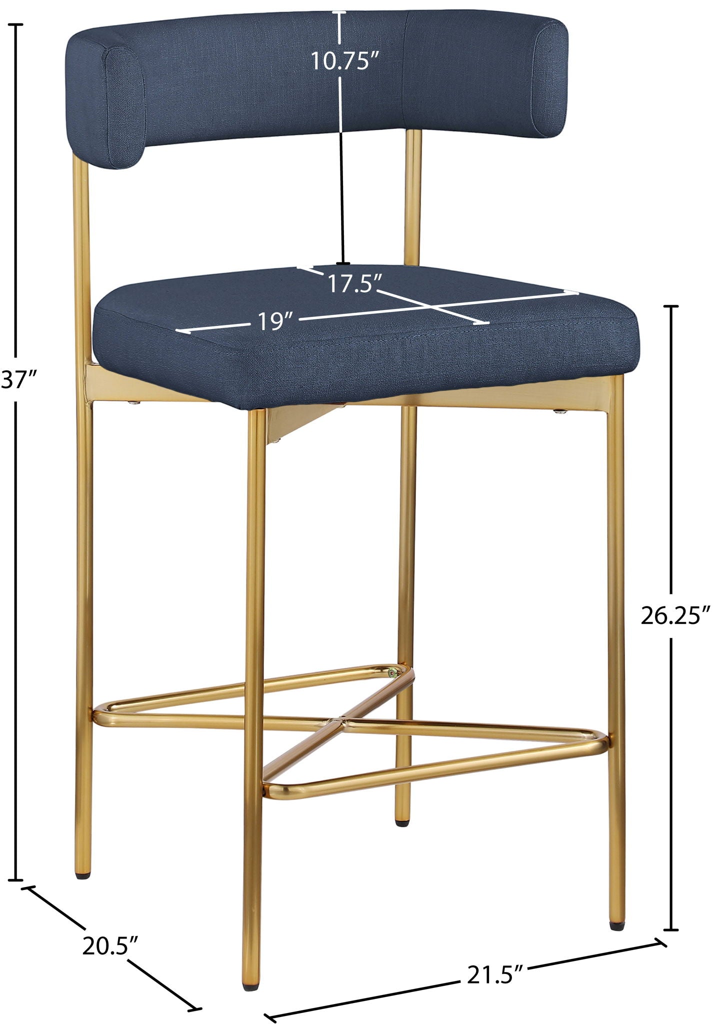 Rivage - Durable Stool With Gold Frame (Set of 2)