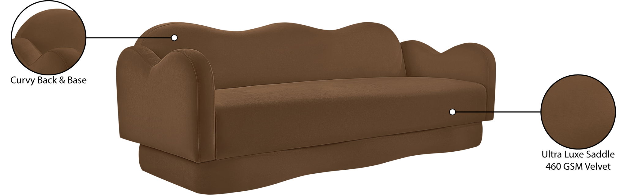Bloom - Velvet Sofa - Saddle