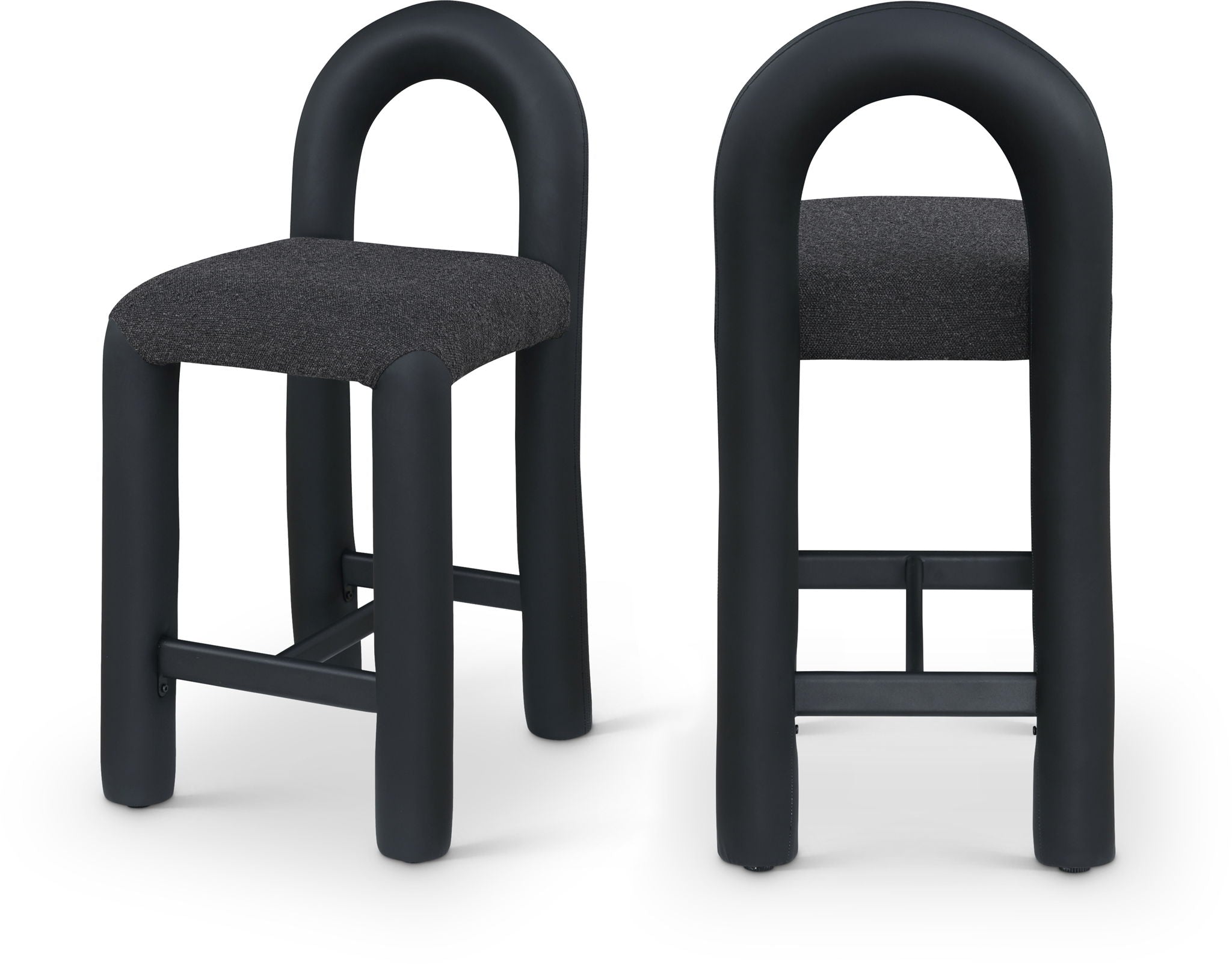 Amari - Vegan Leather and Boucle Fabric Stool