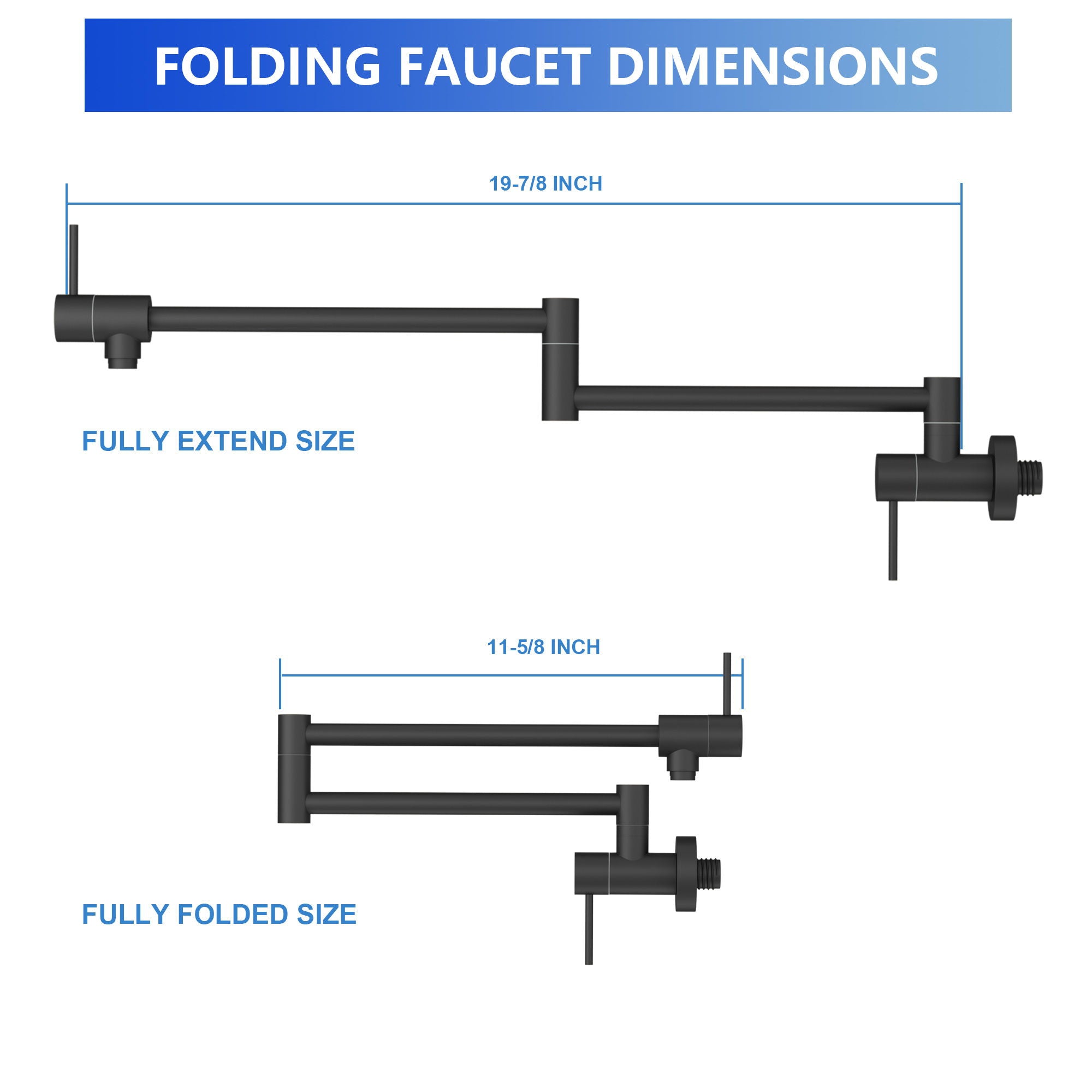 Modern Design Pot Filler Faucet Wall Mount Kitchen Sink, Folding Stretchable
